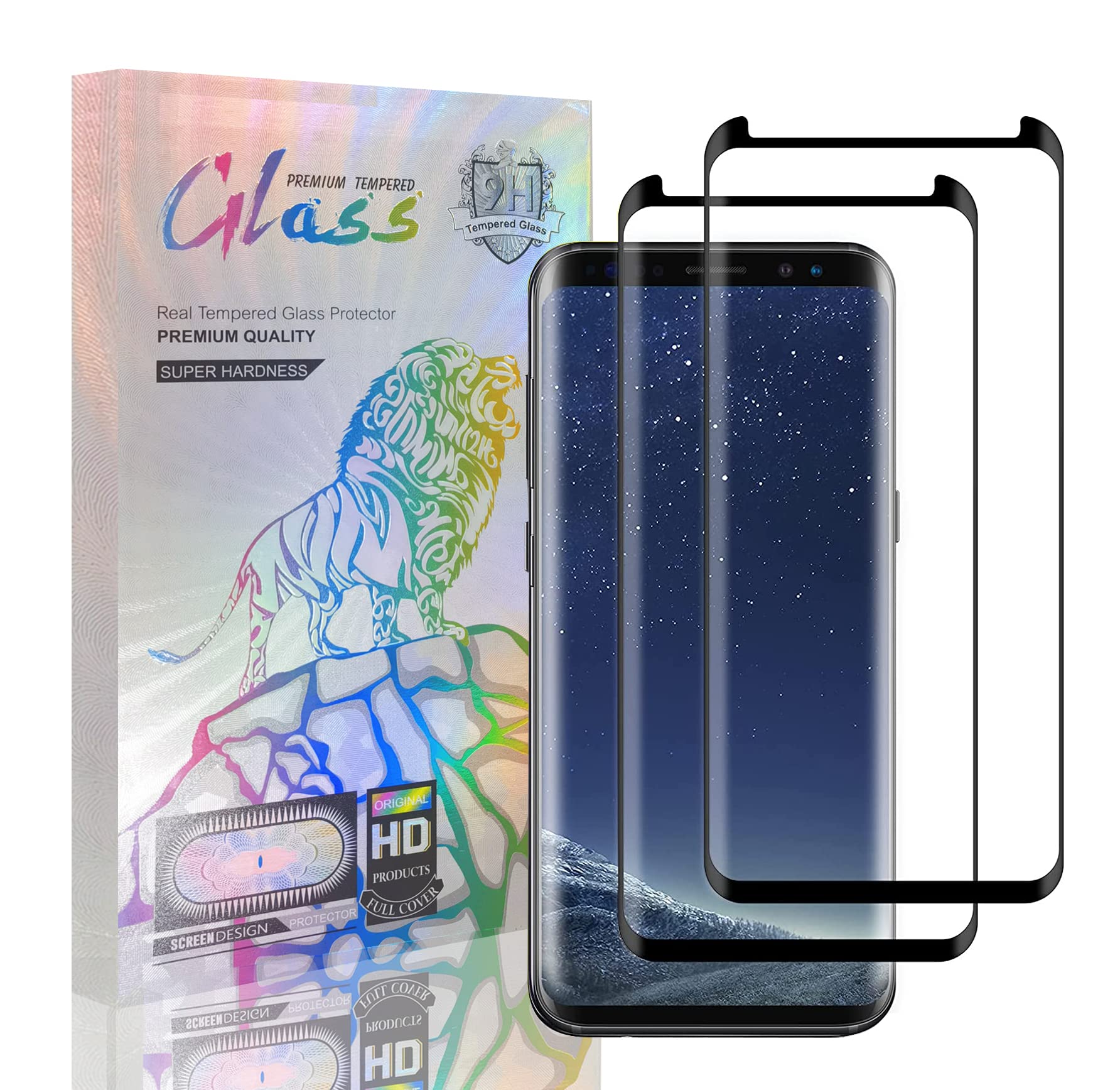 for Samsung Galaxy S8 Screen Protector, EasyLifes [2-Pack] Tempered Glass Film [2 in 1] [Scratch-Resistant] Screen Protector for Samsung Galaxy S8