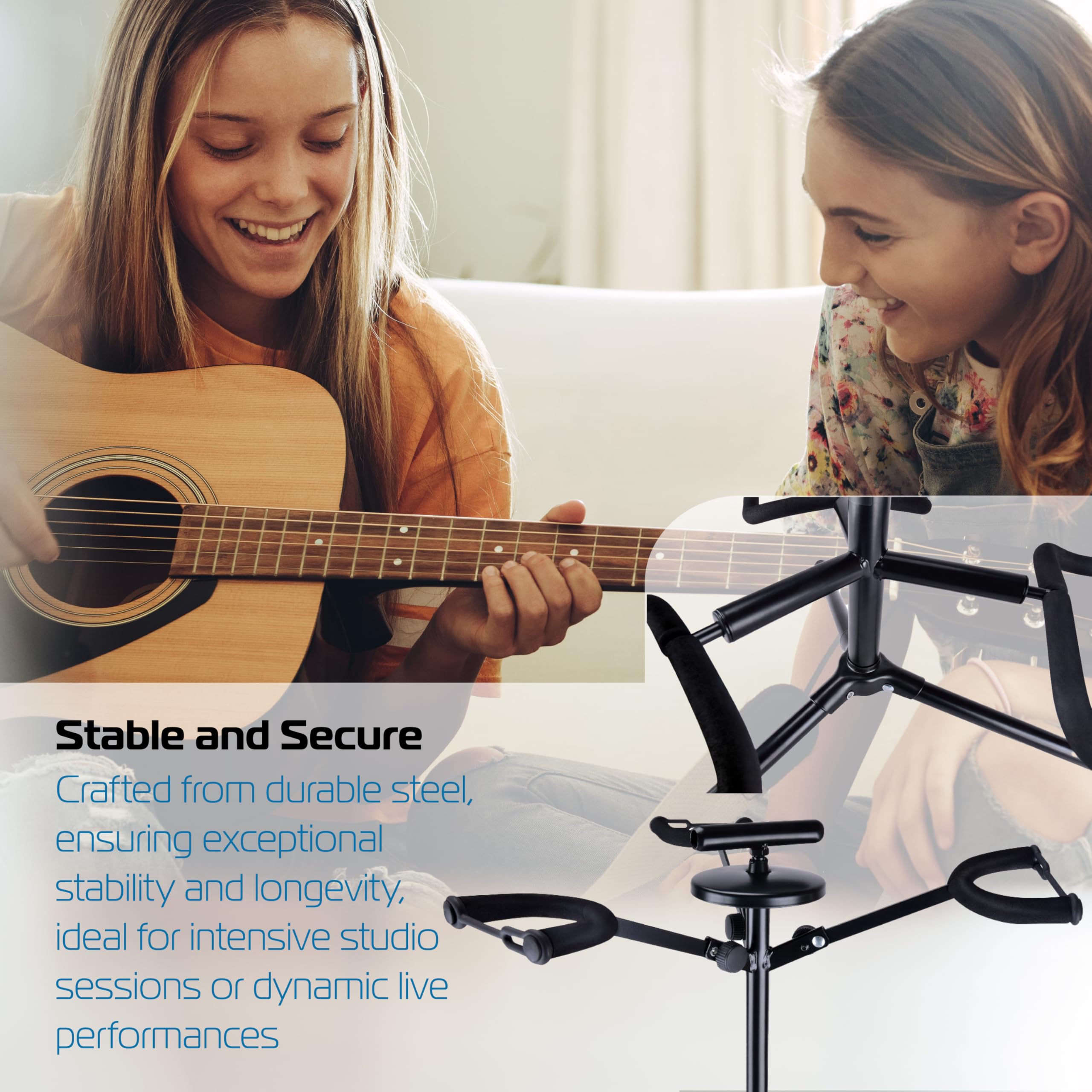 Soundsation Unisex Adult SGS-220-BK Guitar Stand, Black, One Size