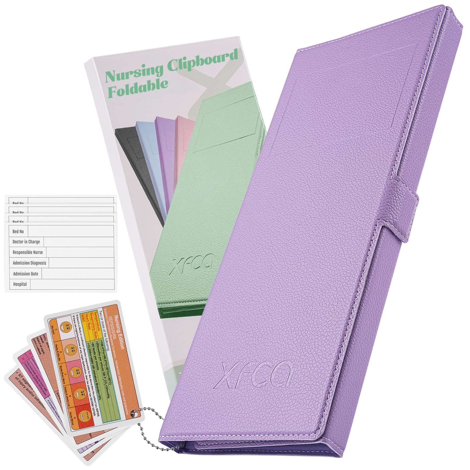 XFCA Nursing Clipboard Foldable, Premium Leather Texture, Tri-Fold Design, Nurse Clipboard, Easy to Carry,14x4.9 inch When Folded Weighs only 11.7 Ounces-Best Choice for Busy Nurses-Purple