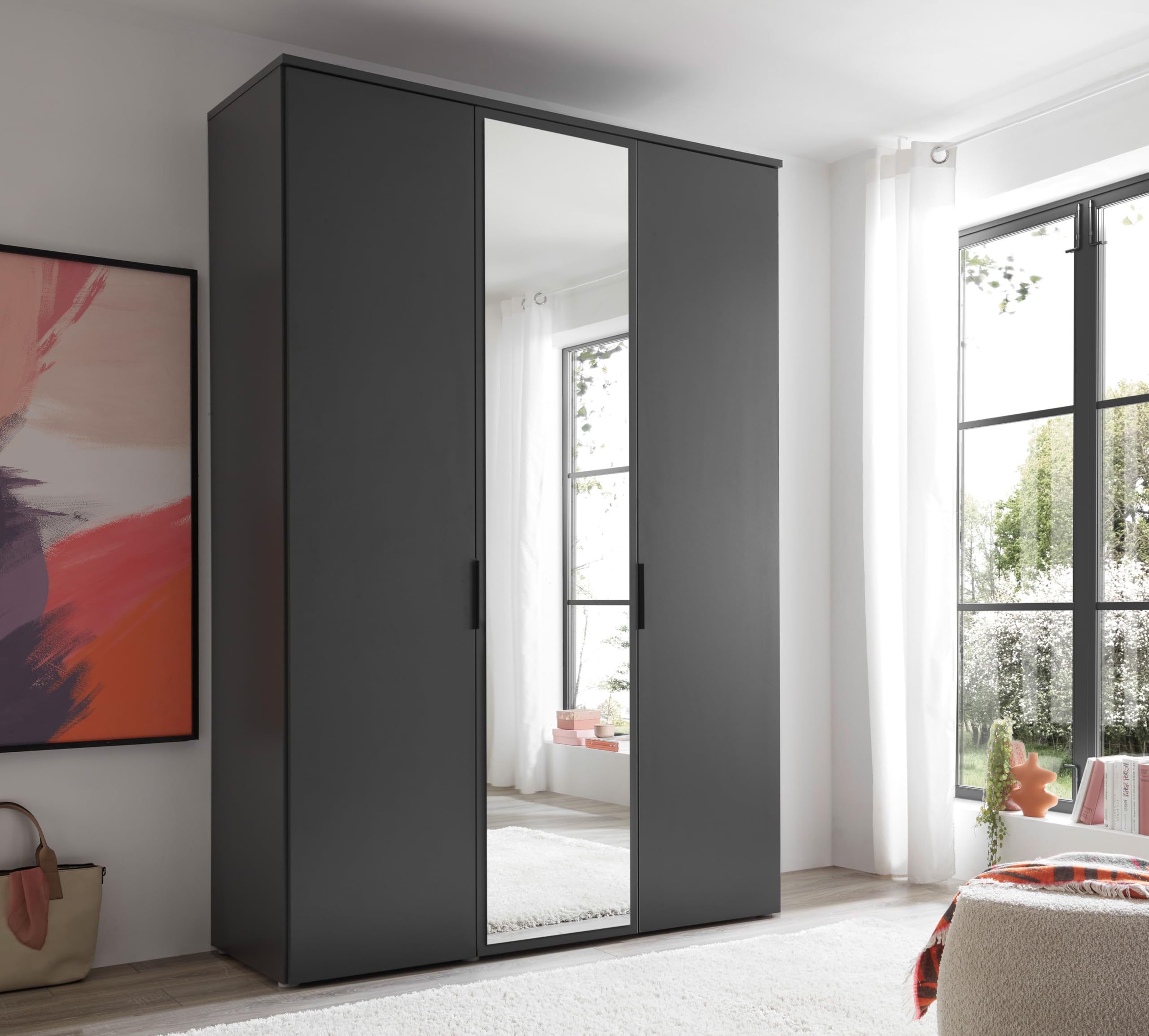 AVANTI TRENDSTORE Piombino - Armadio 2-3 ante battenti di qui 1 a specchio con ripiani asta per vestiti e un piccolo comò interno Dimensioni: LAP101,7x225x52cm (2 Ante) LAP 151,7x225x52cm (3 Ante)