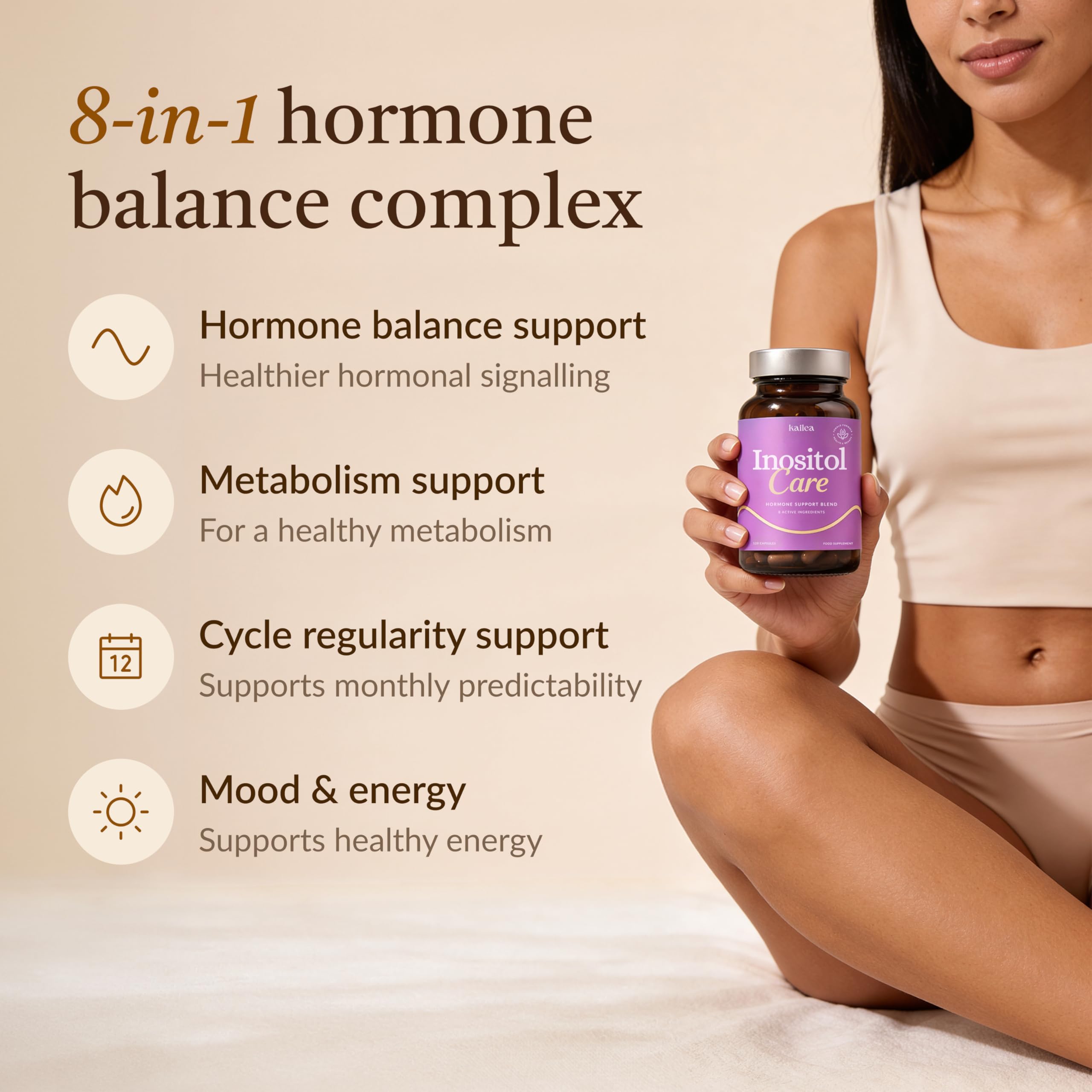 kailea 8-in-1 Inositol Complex for Women - Myo-Inositol, NAC, Maca Root, Folate & Chromium | Supports Hormone Balance & Healthy Metabolism | 120 Capsules — Amazon image 2