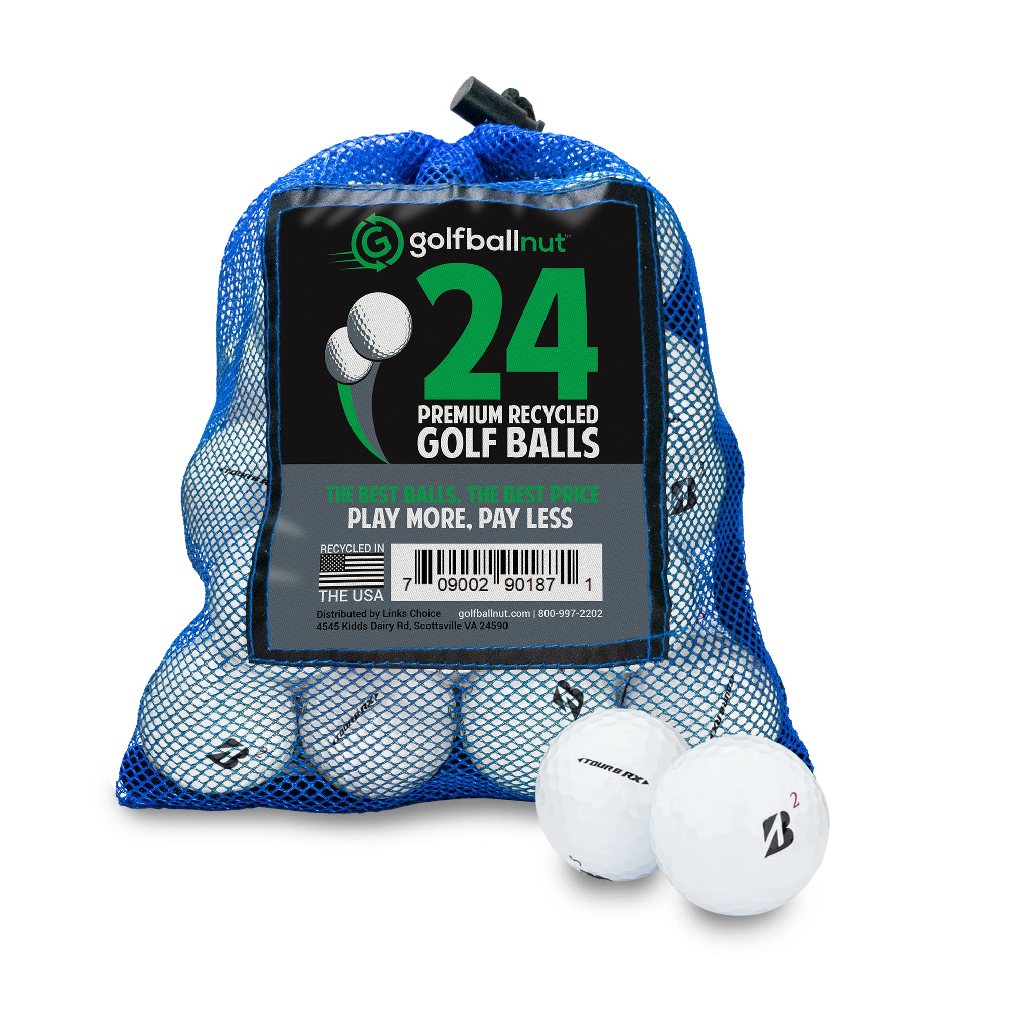 Recycled Golf Balls for Bridgestone Tour B RX - Used Golf Balls Bulk 4A Near Mint Condition – Includes Mesh Bag – (24-48)-Pack, White