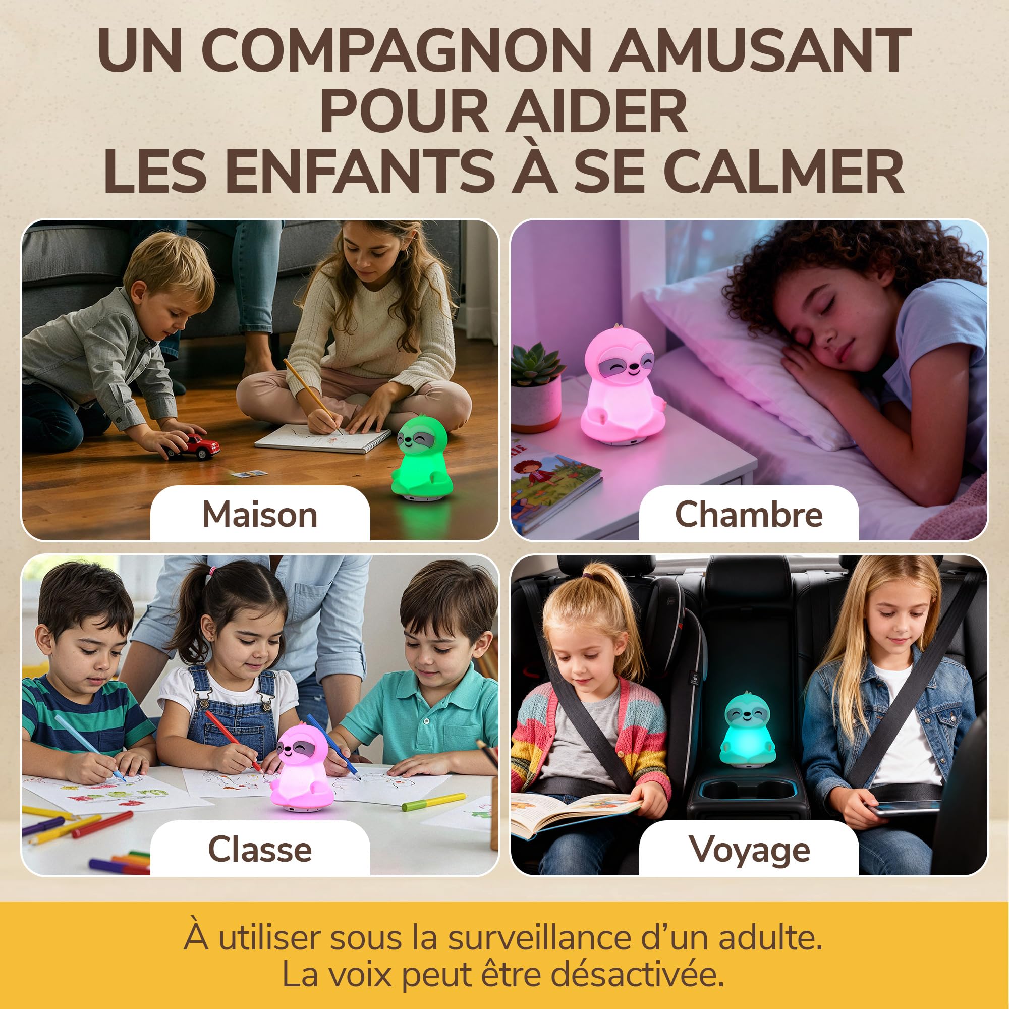 Coach de Respiration Avec Guidage Lumière et Voix – Favorise Sommeil, Relaxation, Concentration et Bien-Être – Respiration Consciente, Pleine Conscience – Instructions Audio Français – Rechargeable