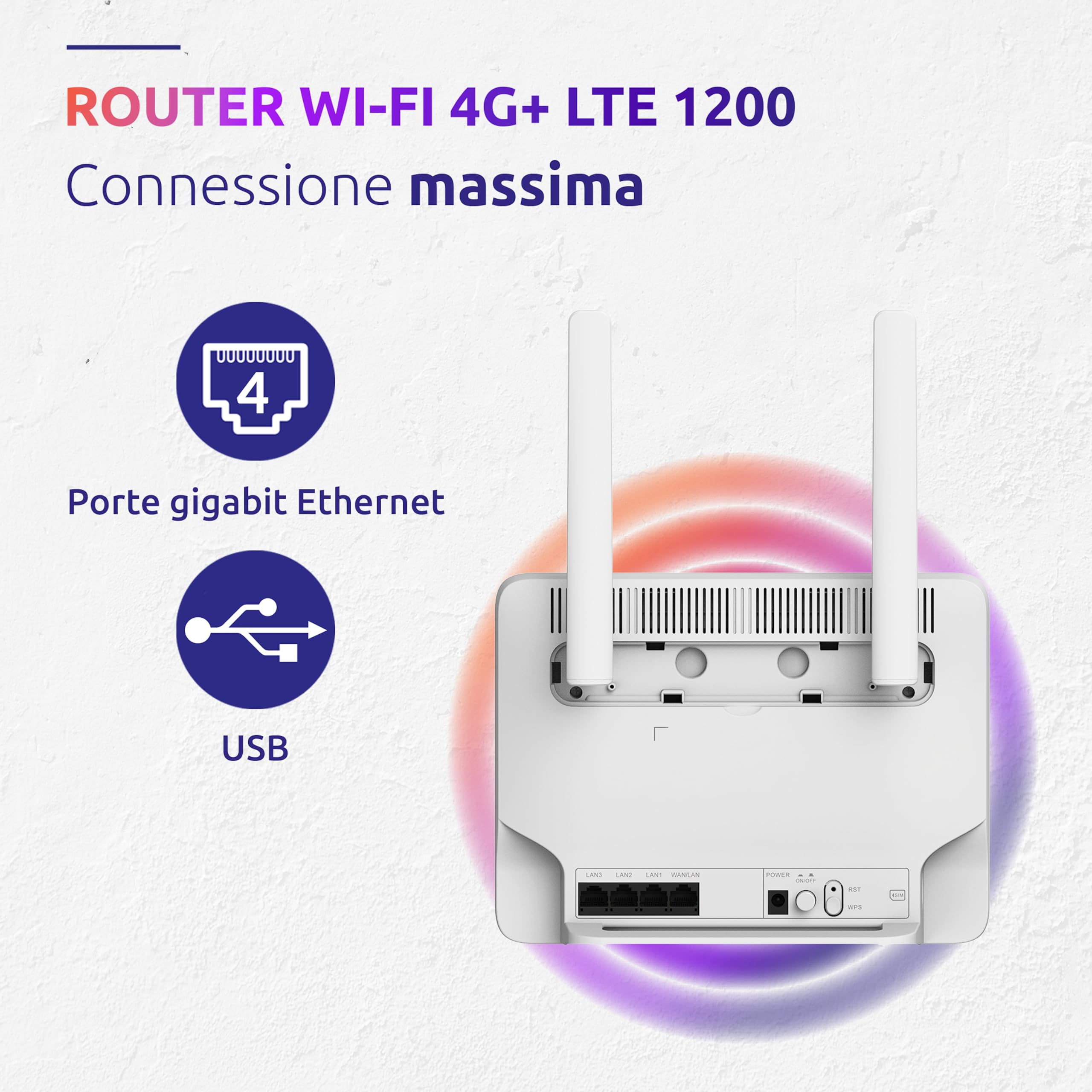 STRONG - Router 4G+ LTE 1200 - Hotspot Mobile - Fino a 300 Mbps 4G / 1200 Mbps Wi-Fi - Ideale per IPTV, Streaming HD, Gaming - 4 Porte LAN Gigabit - Compatibile con tutte le SIM