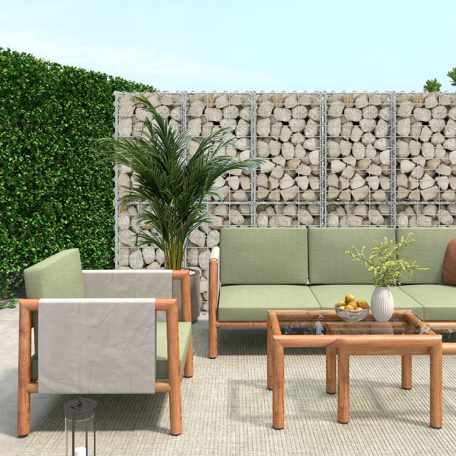 Lot de 4 gabions 100 x 30 x 30 cm, paniers gabions en acier galvanisé, épaisseur de fil 4 mm, largeur de maille 5 x 10 cm, gabion pour clôture et jardin, convient pour les pierres de 6 à