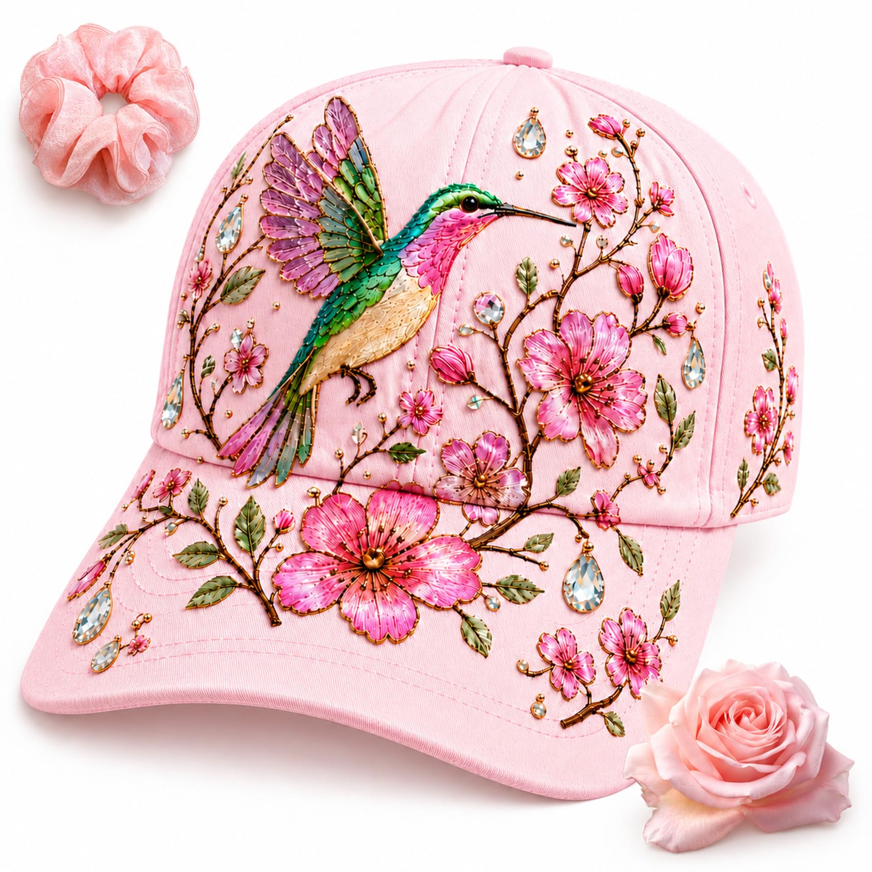 Garden Morning Baseball Cap, Botanical Cottagecore Hat for Women, Adjustable Breathable Garden Sun Cap