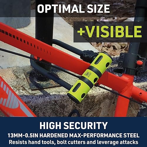 Miniatura 3 de Urban UR80150B Bike U Lock - Cerradura de bicicleta resistente con bloqueo de cable - Cerradura en U antirrobo de alta seguridad para bicicletas,