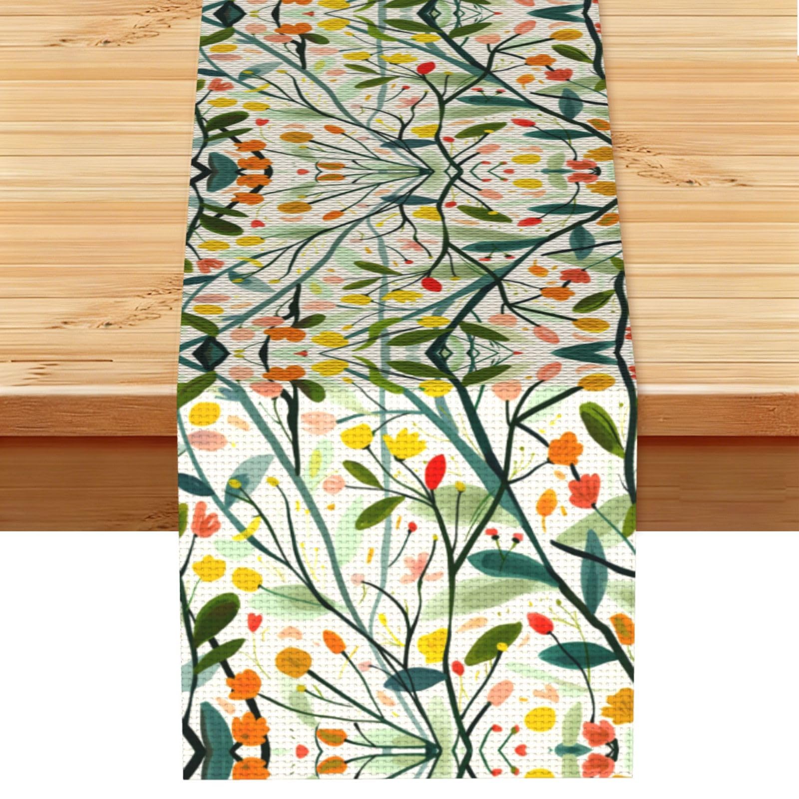 Delicate Red Wildflowers Printed Table Runner 13 x 72, Wrinkle Resistant Decor for Dining Table Coffee Table Fireplace