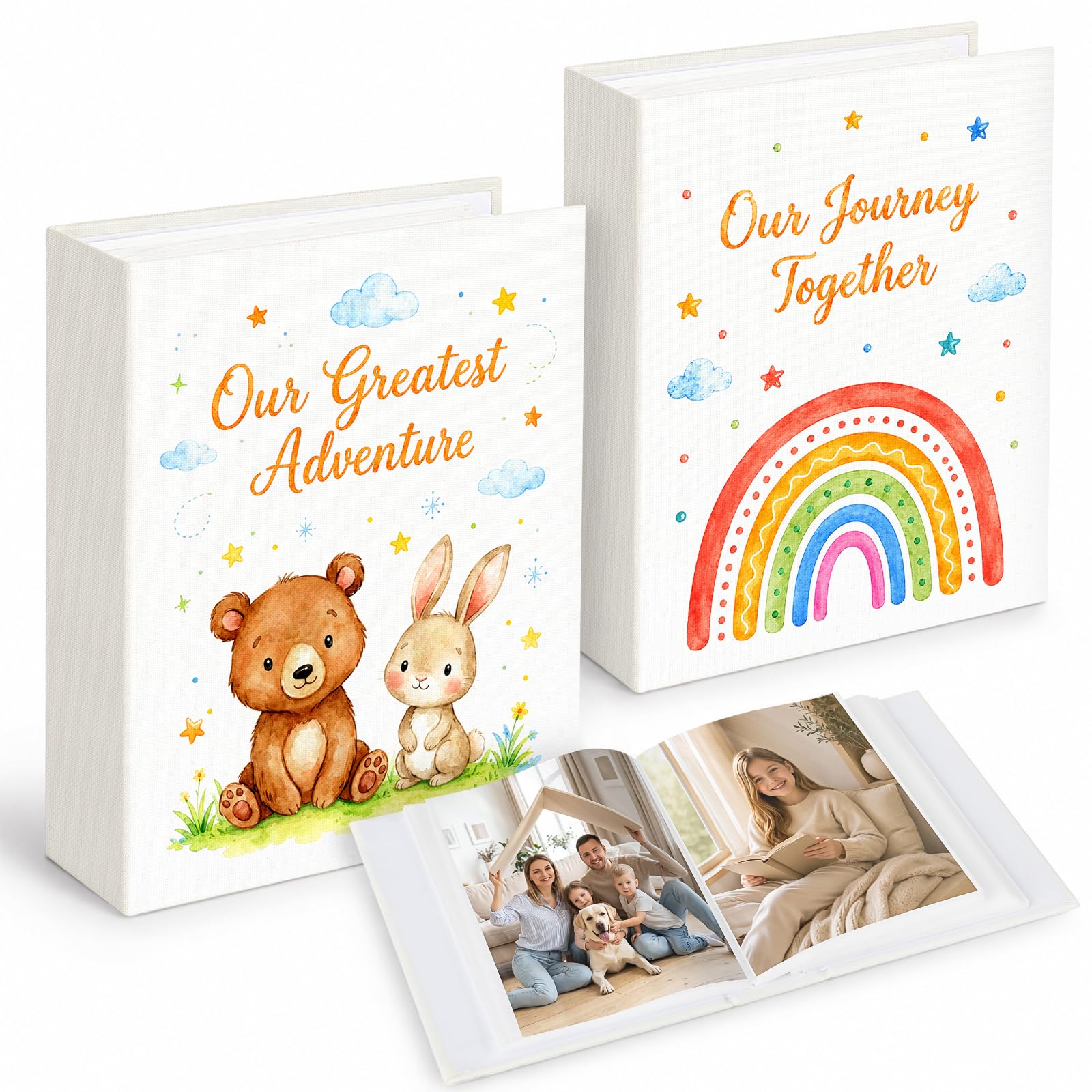 2 Pack Small Photo Albums 6x4 80 Photos with Different Cute Linen Cover