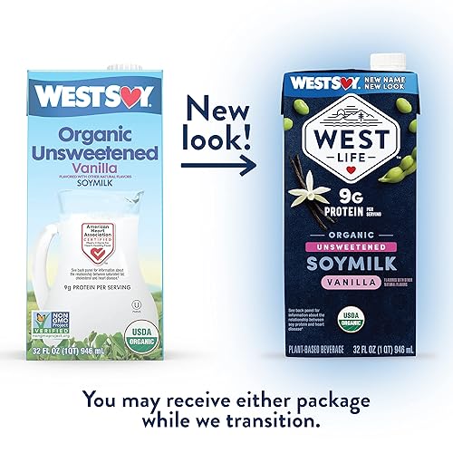 Miniatura 2 de West Life - Leche de soja orgánica, vainilla sin azúcar, 0.28 onzas de proteína, alternativa láctea vegana, sin lactosa, estable en el