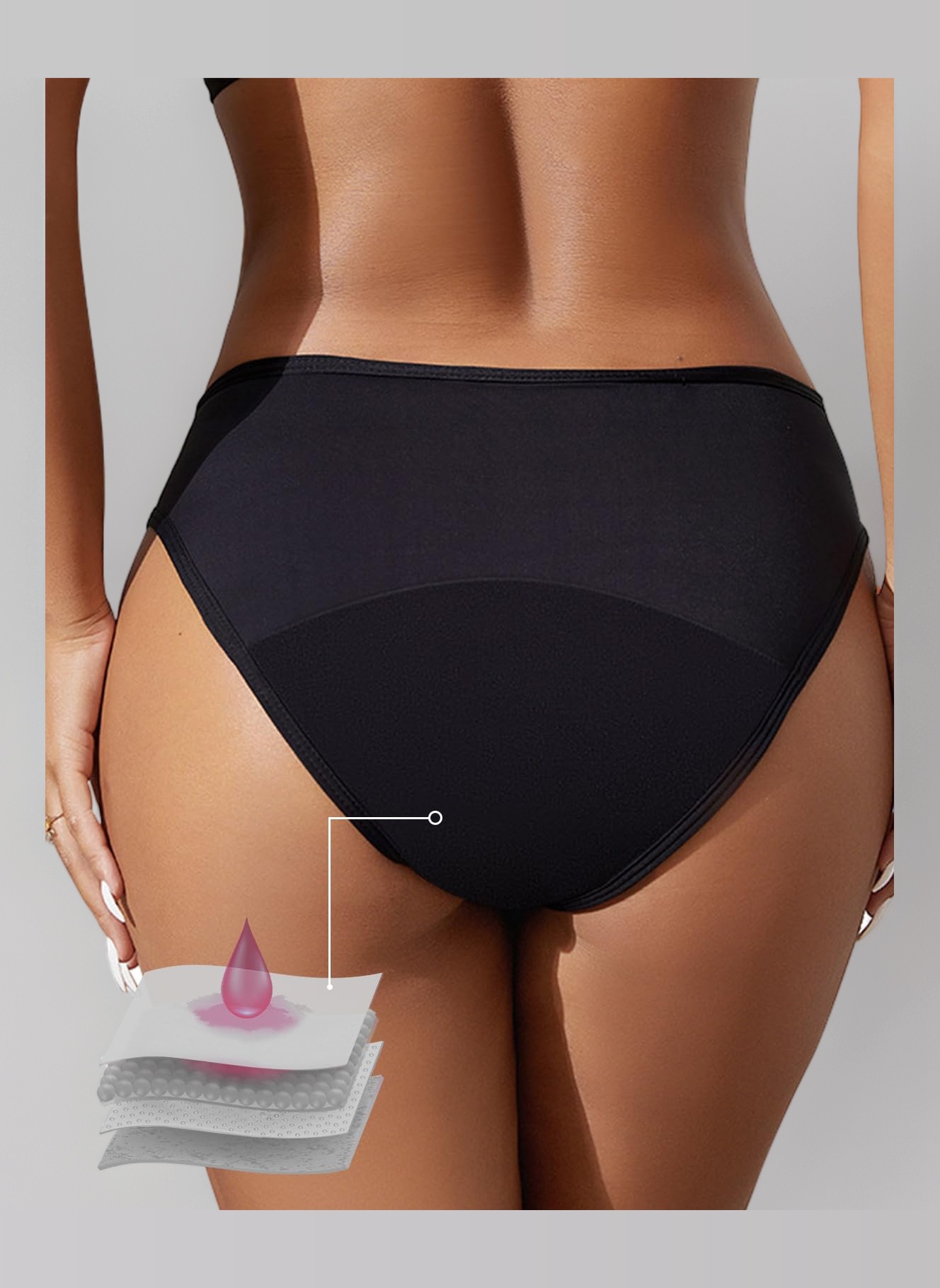 Period Swimwear for Women 4 Layers Leakproof Period Pants for Swimming Period Bikini Bottoms Black Menstrual Swim Brief Light Flow for Girls Teens
