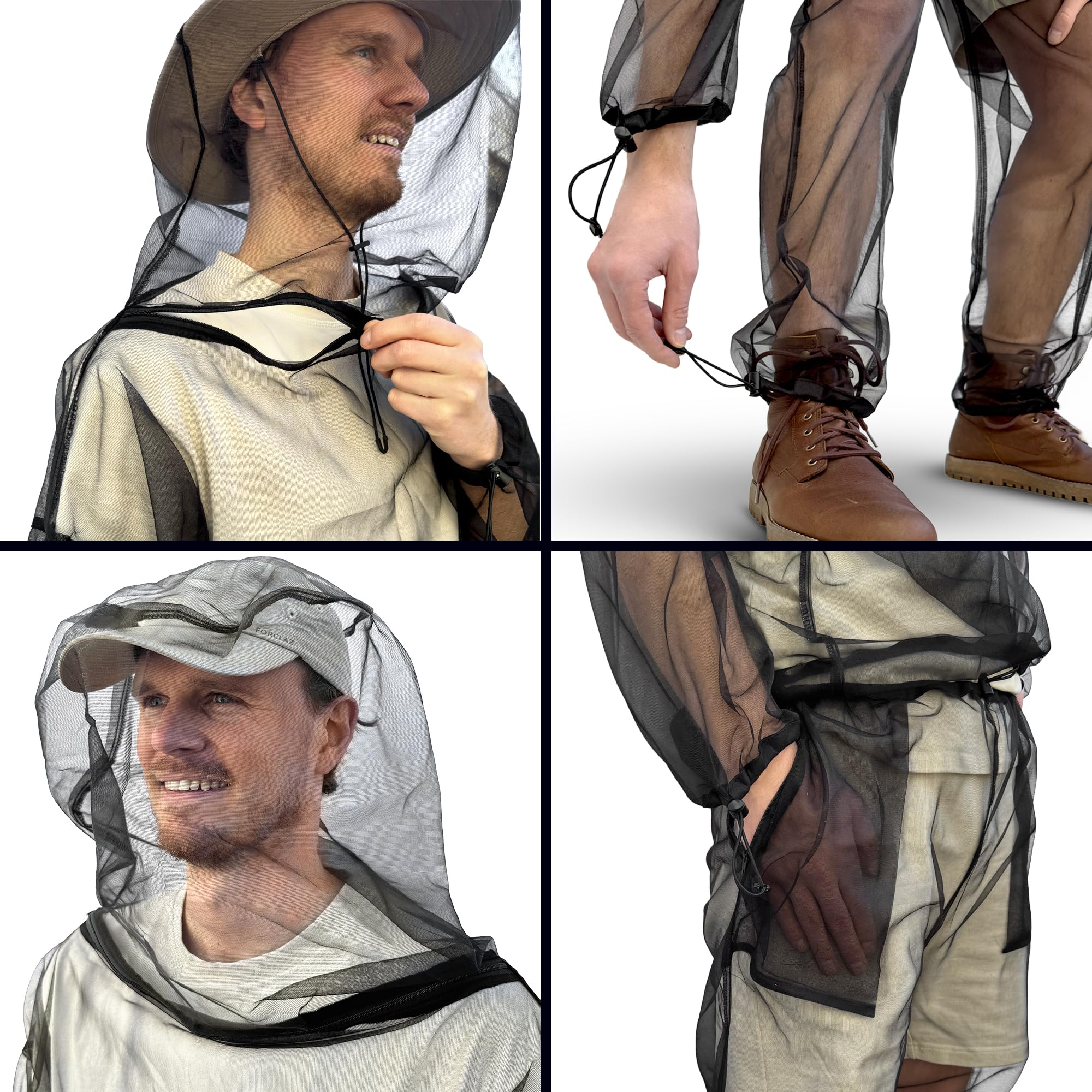 Universal Backpackers Tuta Zanzariera Anti-Insetti Giacca & Pantaloni Rete Uomini Donne Abbigliamento Esterni