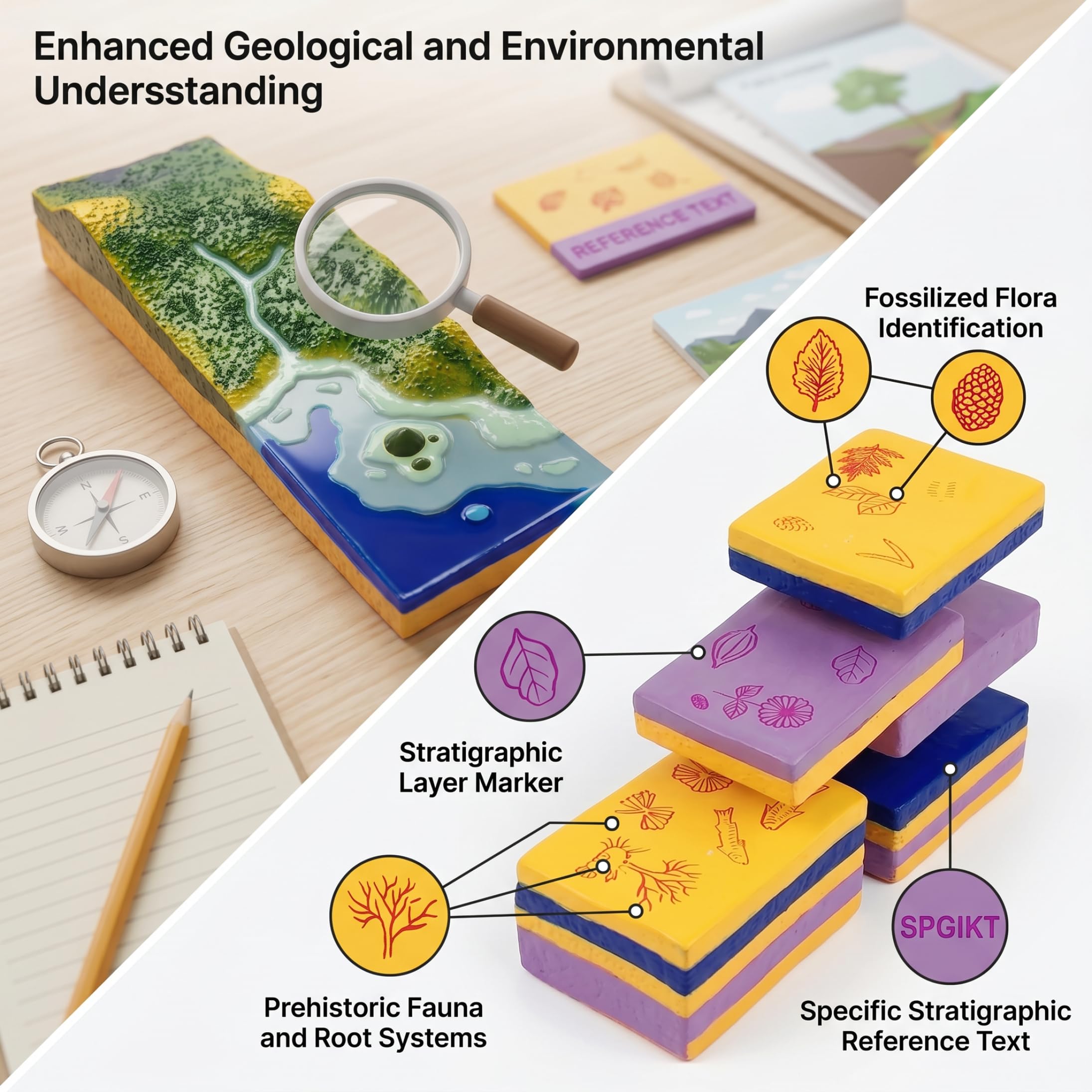 3D-Geographie-Lehrmittel, Geologie-Topographie-Landform-Wissenschaftsmodelle, Plattenstruktur- und Oberflächenmorphologie-Modell, für die Anzeige von Schulunterricht und Lernen