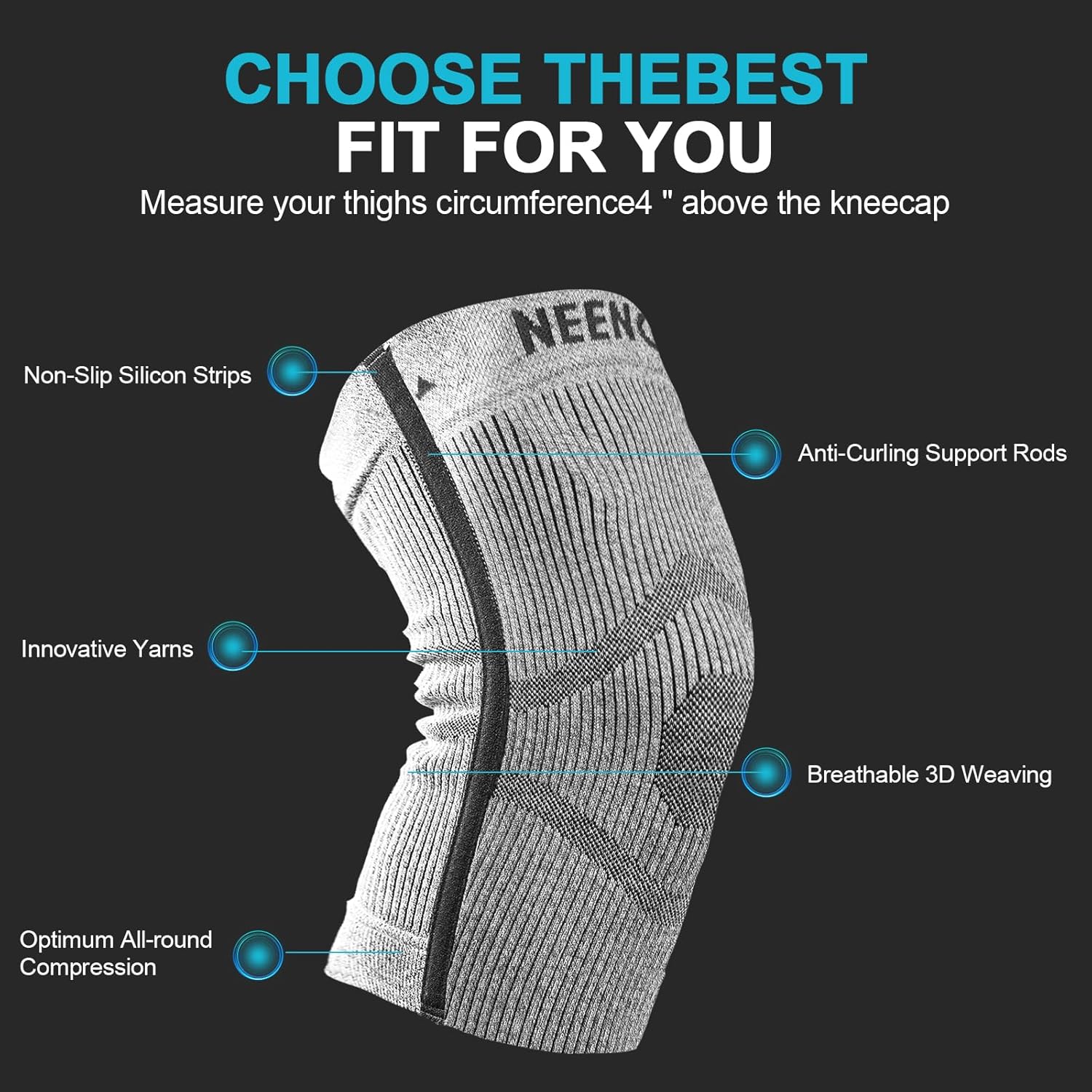 NEENCA Knee Sleeve – Knee Braces for Knee Pain, Joint Pain Relief, Swelling, Inflammation Relief, and Circulation, Knee Support for Women and Men