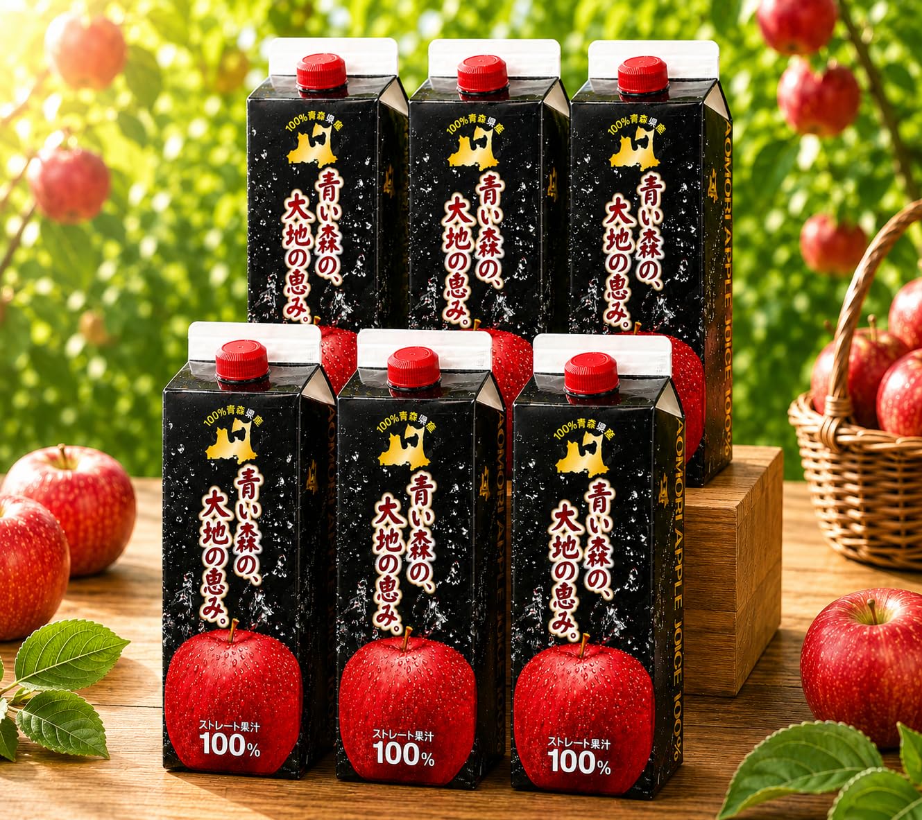 Amazon.co.jp: りんごジュース 1L 6本 100% ストレート 青森県産 弘前