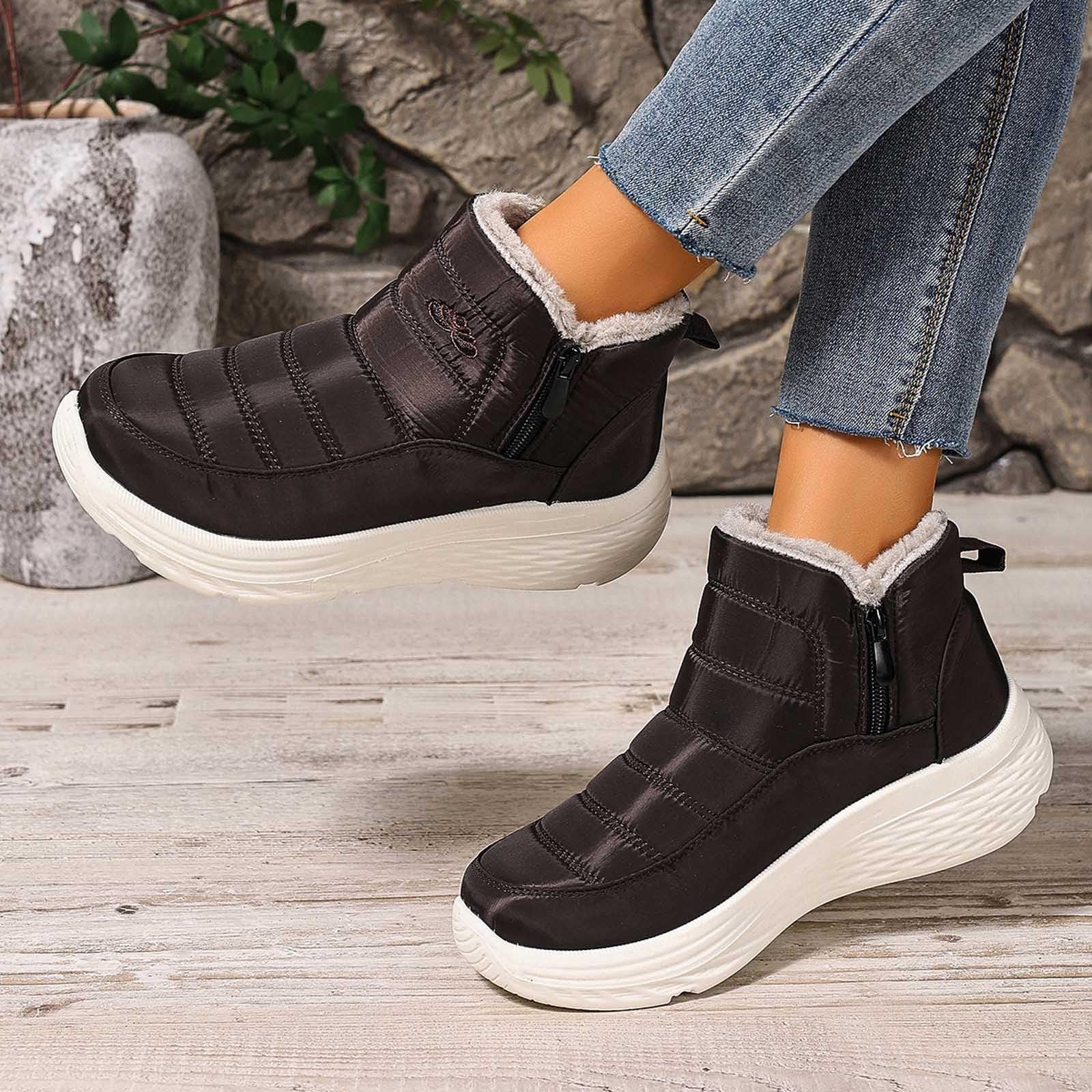 Apres Ski Femme Bottes De Neige Fourrées Apres-Ski Bottines Chaussures D'hiver Hiver Pour Snow Boots Chaudes Botte Bottine Chaussure Randonnée Grand Froid Chaude Après Imperméable Glacia Barefoot