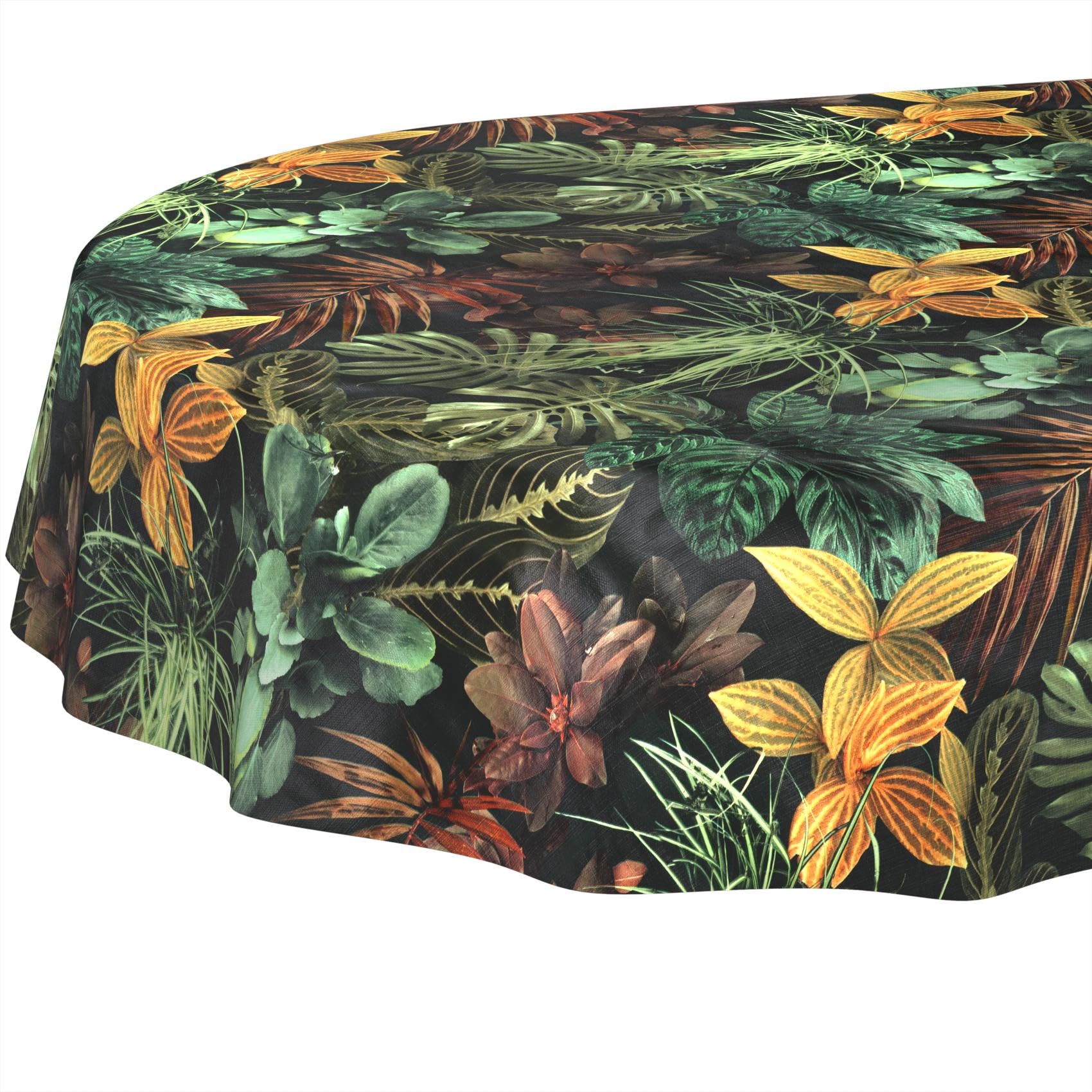 Oilcloth Tablecloth, Washable, Oilcloth, Easy Care, Water-Repellent, Lotus Effect, Garden Tablecloth, Tropia, Oval, 220 x 140 cm, Cut Edge