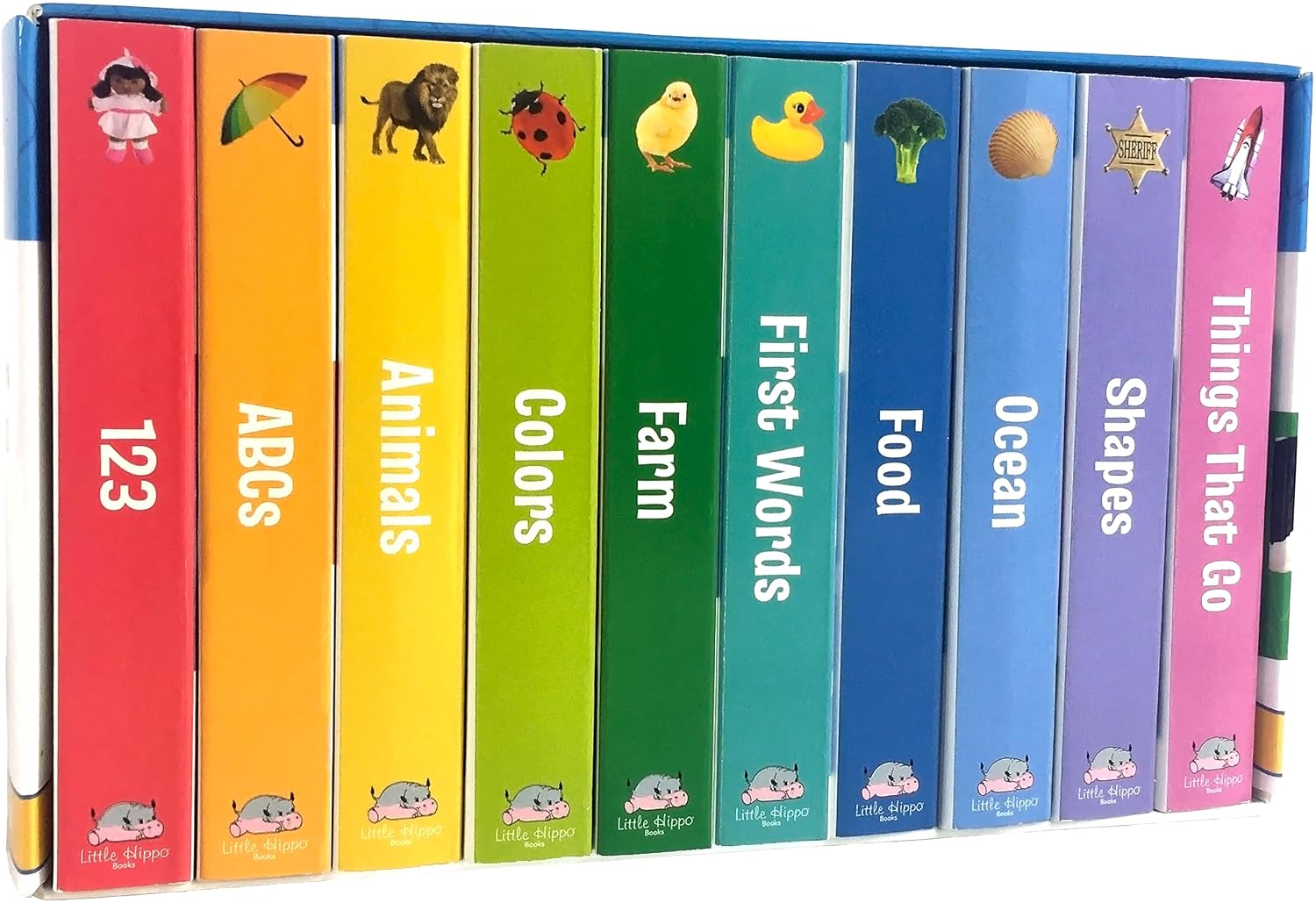 Little Hippo Books Brilliant Baby My First Library | MINI 10- Board Book Library for Kids and Baby | First Words Board Books & Kids and Baby Board ... (Brilliant Baby® Early Learning Collection)