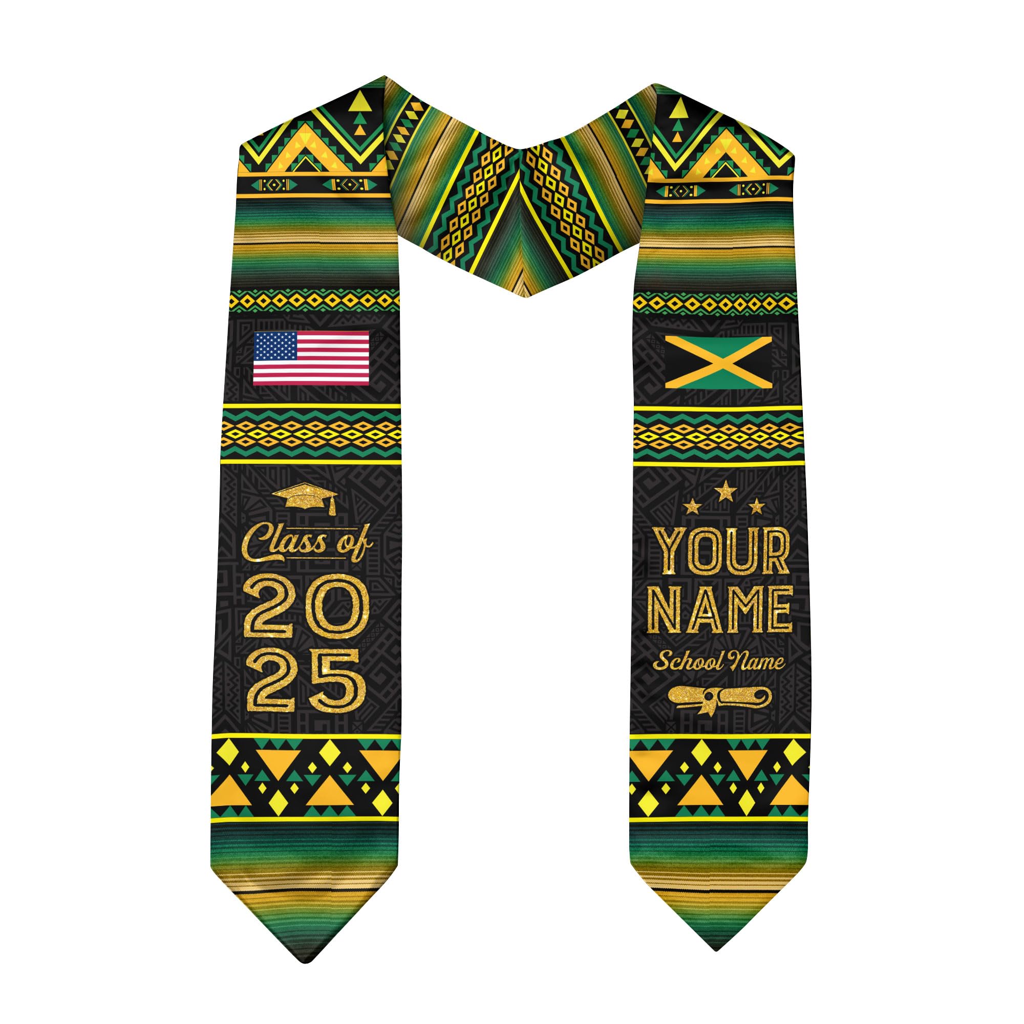 Personalized Jamaican Stoles for Graduation 2025, Custom Jamaica Graduation Stole, Class of 2025 4