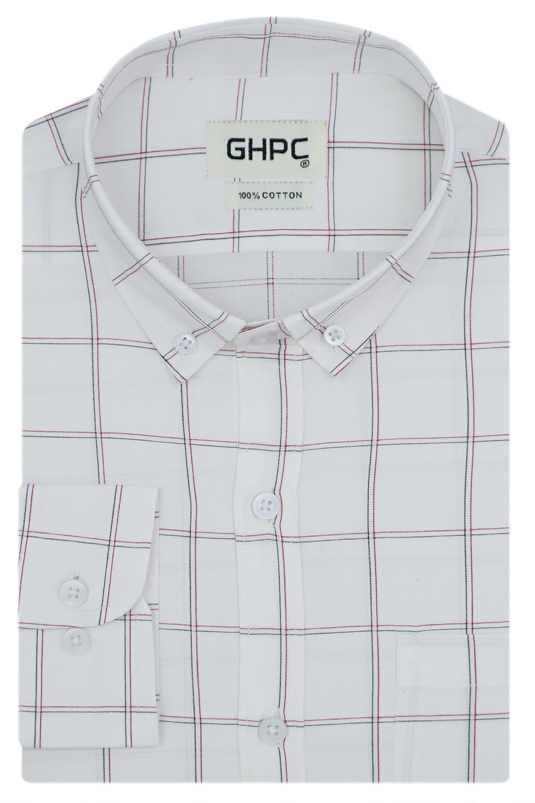 GHPC100% Cotton Graph Checks Full Sleeves Regular Fit Formal Shirt for Men