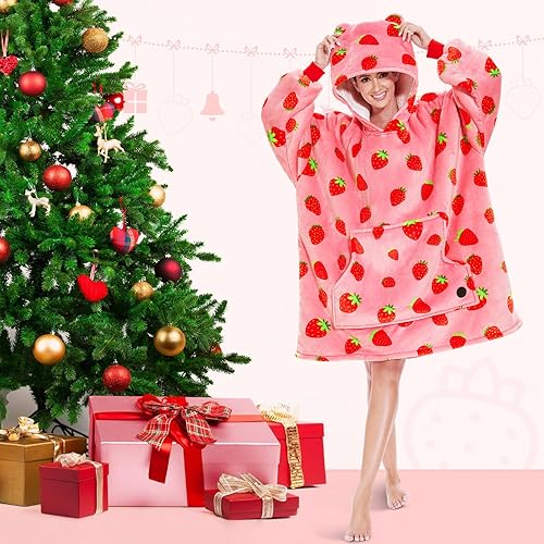 Miniatura 7 de THREE POODLE Manta con capucha, manta Sherpa de gran tamaño para adultos, mujeres, hombres, niños, acogedora, cálida y mullida, talla única