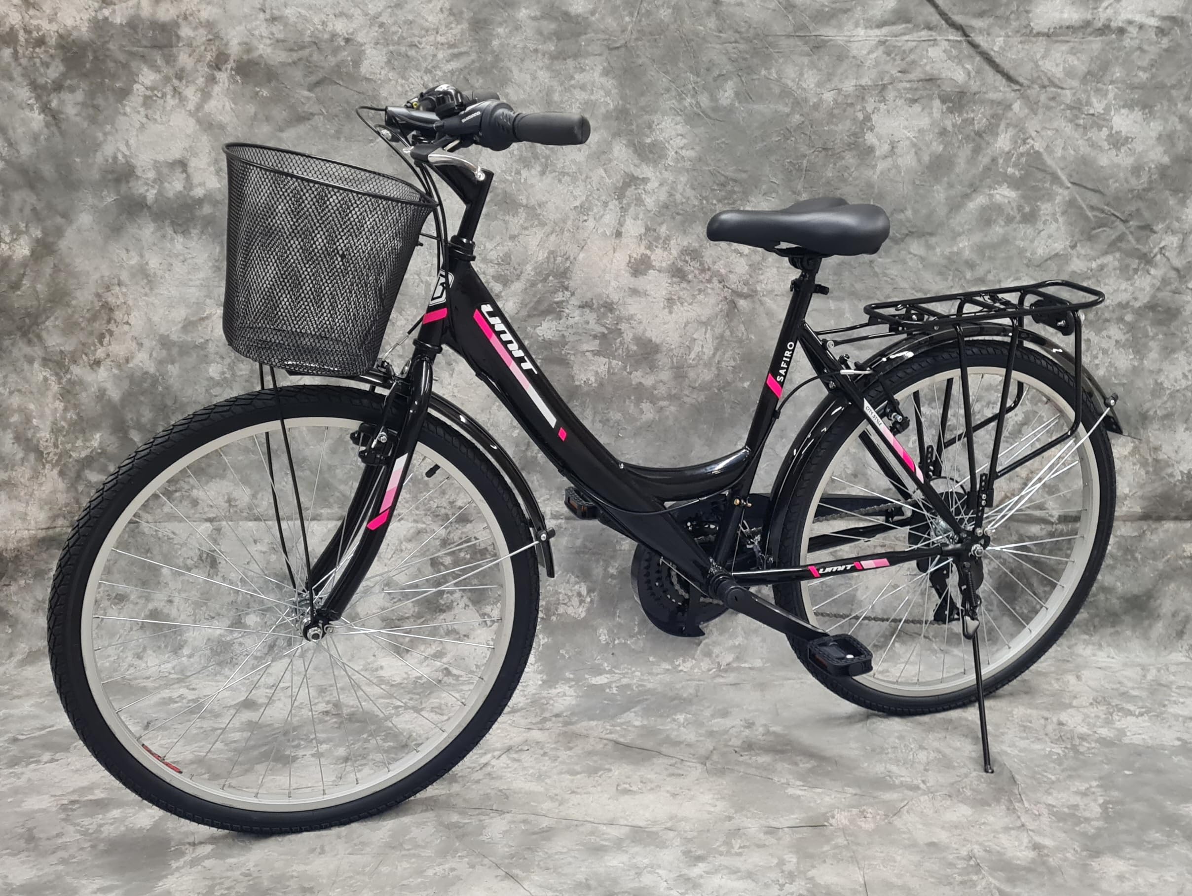 Generisch 26 Zoll Damencityrad SAFIRO 21-Gang Kettenschaltung, Gepäckträger, Korb NEU 2608-Schwarz Bitte BEACHTEN AB 155 cm KÖPERGRÖSSE GEEIGNET !!!!!!!