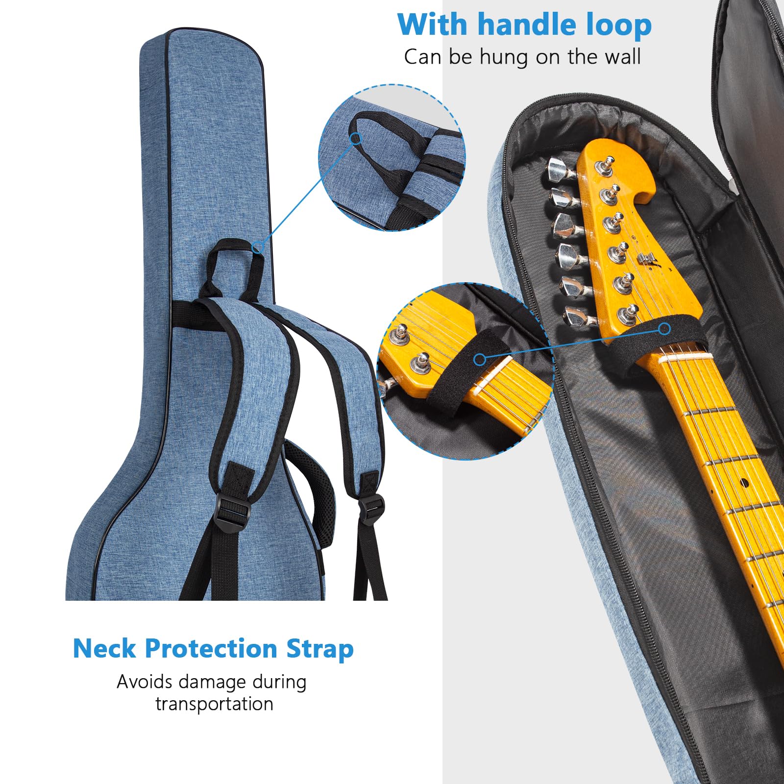 Weiche Tasche für E-Gitarre 99 Zoll mit Taschen und Dicker Polsterung