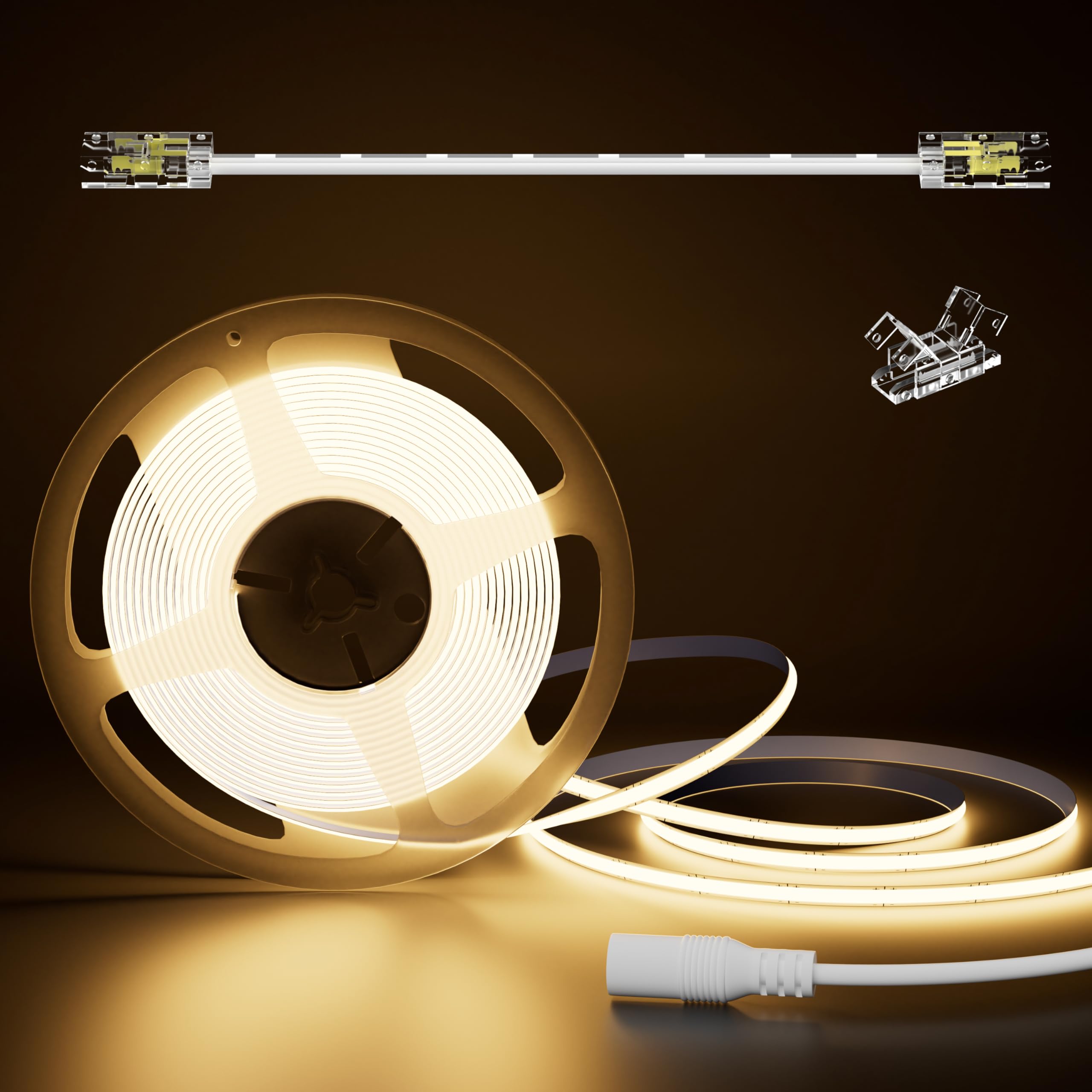 PAUTIX 5mm COB LED Strip Light 16.4ft/5m 2700K Warm White 504 LEDs/m,5000lm CRI90+ Super Bright DC24V Flexible LED Tape for Cabinet Home DIY Lighting Projects(Power Supply Not Included)
