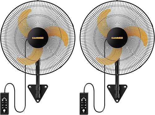 Ventilador oscilante de montaje en pared de 18 pulgadas, control remoto con cable extendido de 3.3 pies y cable de alimentación de 6.6 pies,