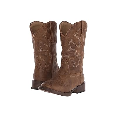 Roper Kids Cole Square Toe Boot (Toddler/Little Kid) Cowboy Boots Tan