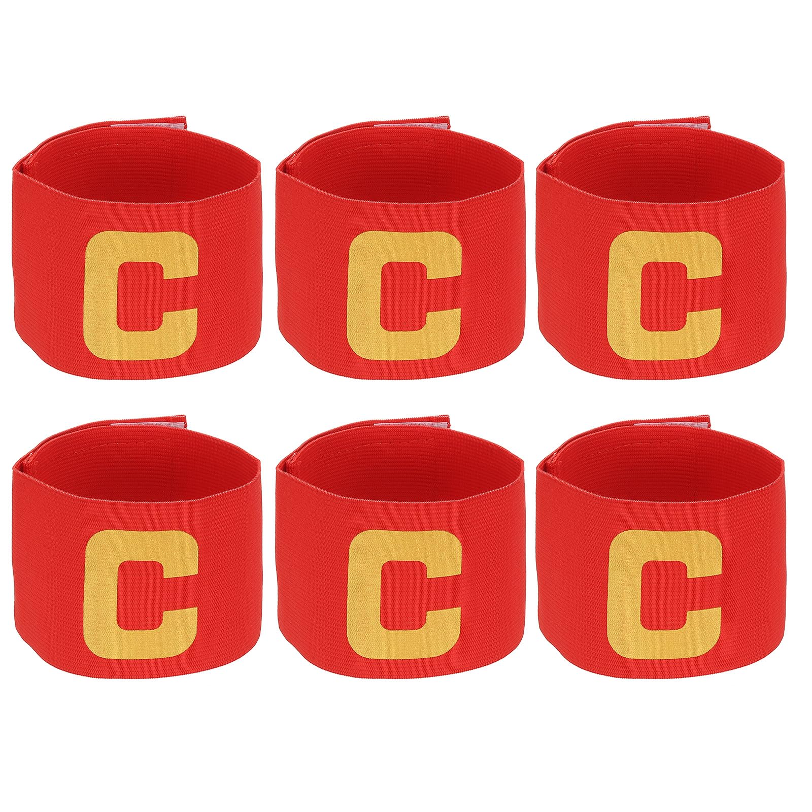 YELARXI Soccer Captain Armband, Football Armband Elastic Adjustable Player Bands Anti-Slip Badge- Fitting for (Adult/Youth - Football - Basketball - Team Sport) 6 Pack & Red