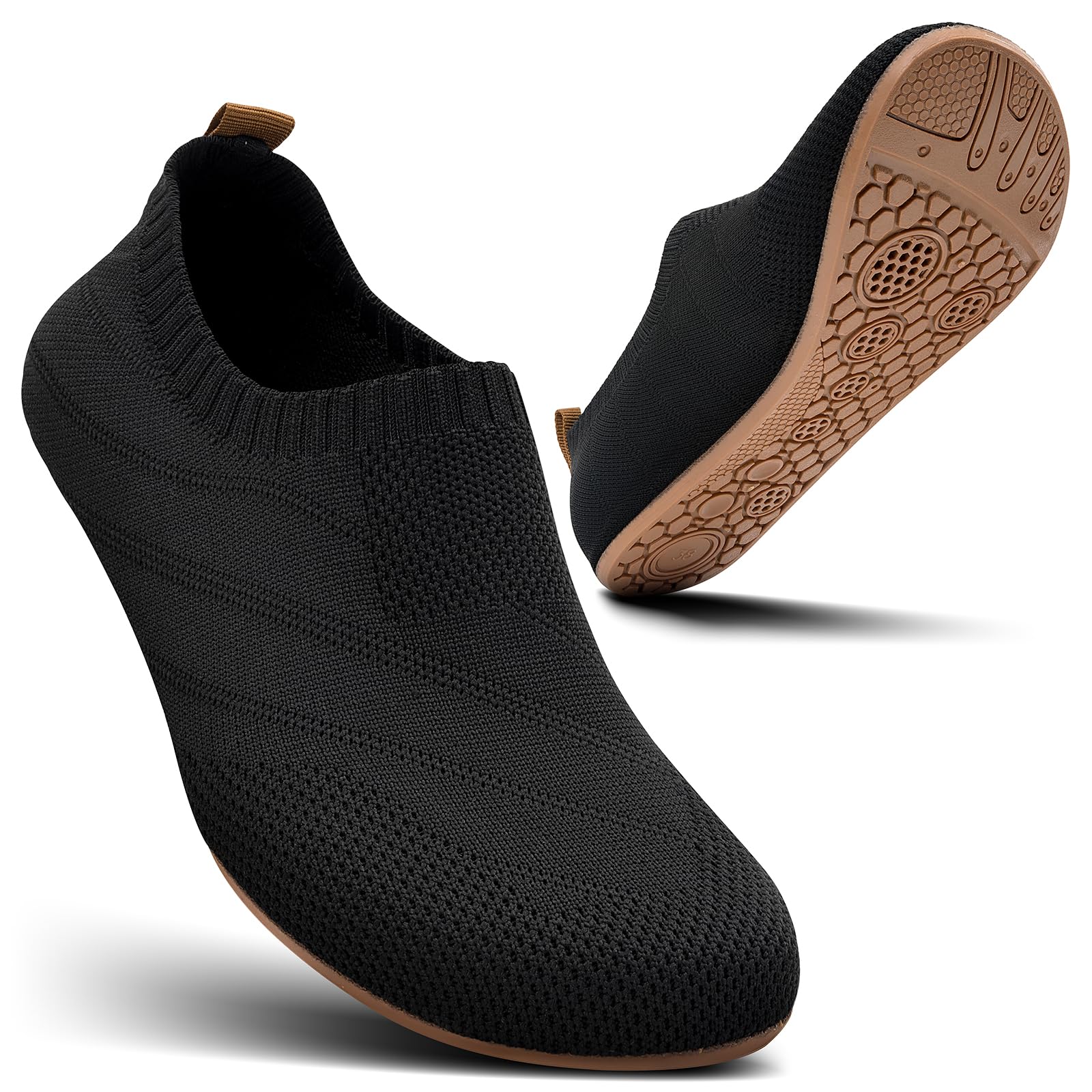 Sosenfer Herren Hausschuhe, Damen Barfußschuhe, rutschfeste Slip-Ons, flache Barfusshausschuhe, kuschelige Pantoffeln für Zuhause, geschlossen, Unisex