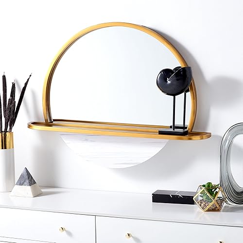 Miniatura 1 de SAFAVIEH Home Collection Tsarra - Espejo de pared redondo semicírculo redondo de media luna de 35 pulgadas para dormitorio, sala de estar, baño,