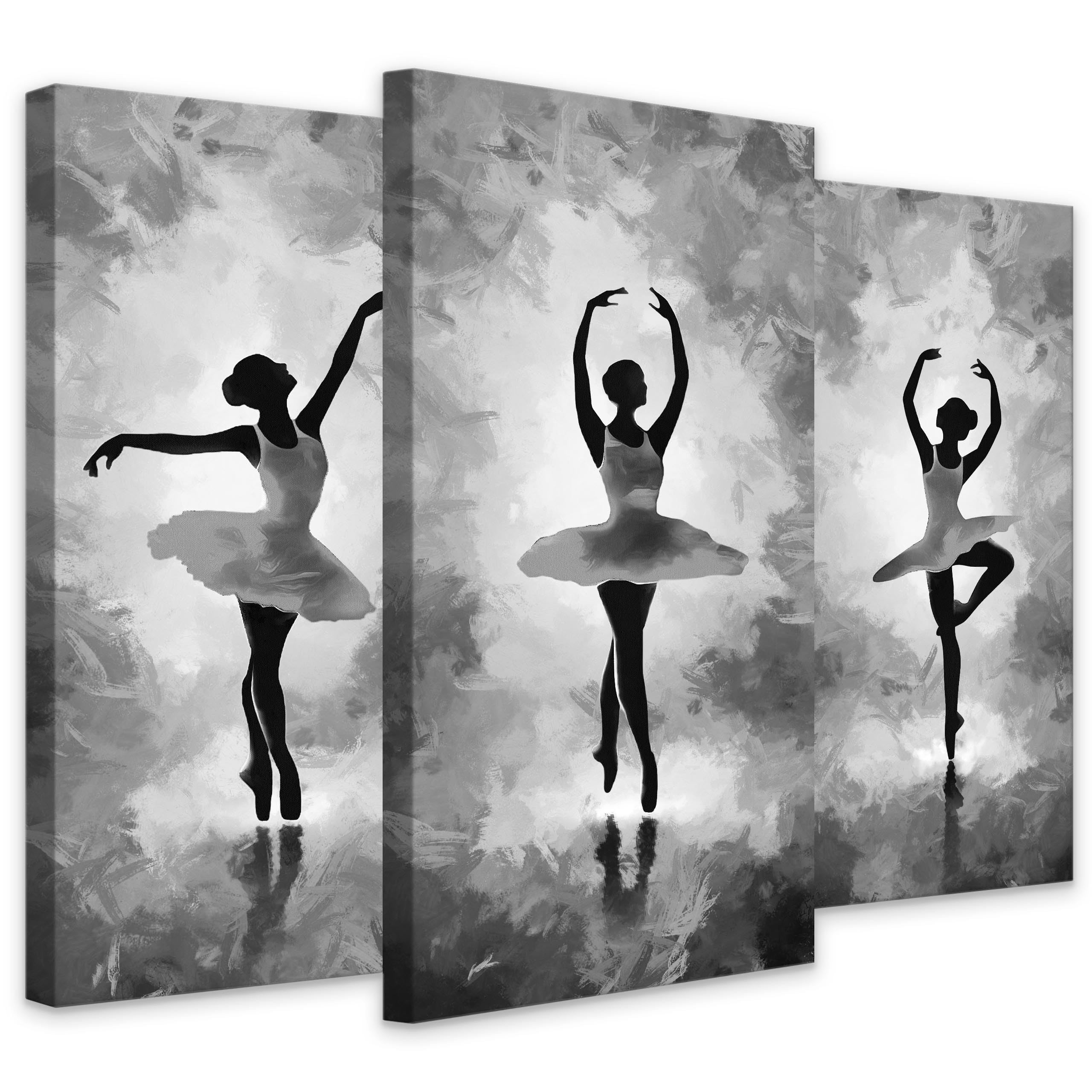 Muralo - Set di quadri da parete – Set di immagini su tela pronta da appendere, per soggiorno, camera da letto, decorazione moderna da parete, ballerina, donna, danza, 3 immagini 40 x 80 cm