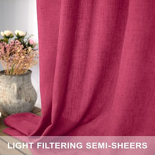 Miniatura 10 de Pitalk- 2 paneles de cortinas de lino natural, 38 pulg An x 90 pulg L, bolsillo pcortinero, pestañas traseras, semitraslúcidas, ligeras,
