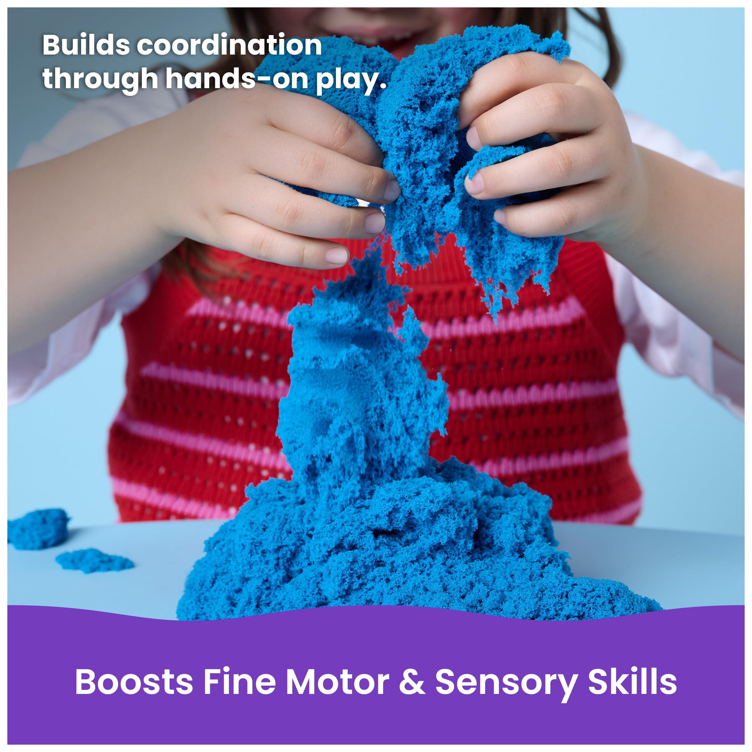 Kinetic Sand, Megacaja con 5 kg de arena de juego moldeable azul, juguetes y mesa sensoriales, kits de manualidades, a partir de 3 años