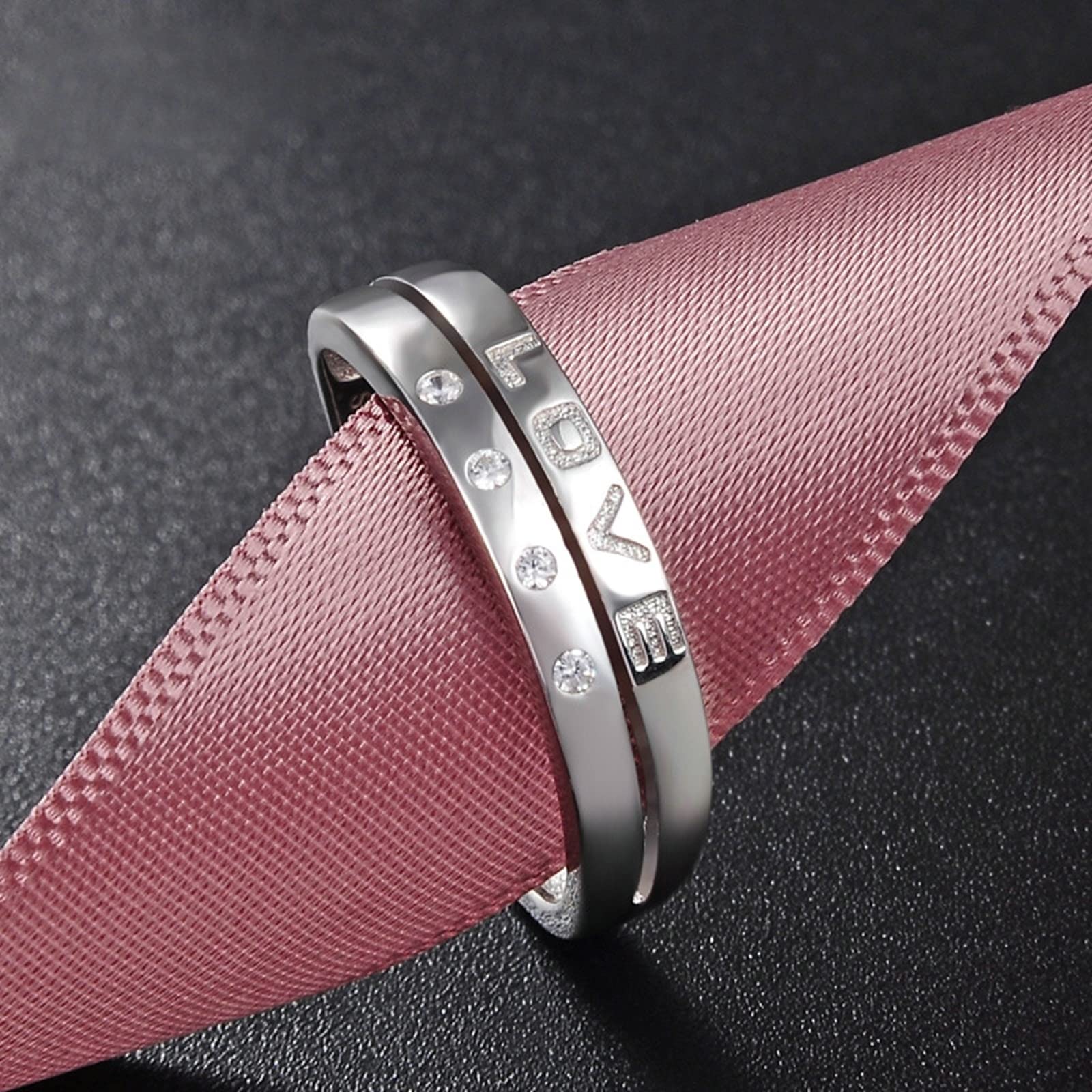 Fedine Argento, Anelli Coppia Cute Amore Inciso Modello Argento Sterling S925 Anello di Coppia Regalo di Anniversario