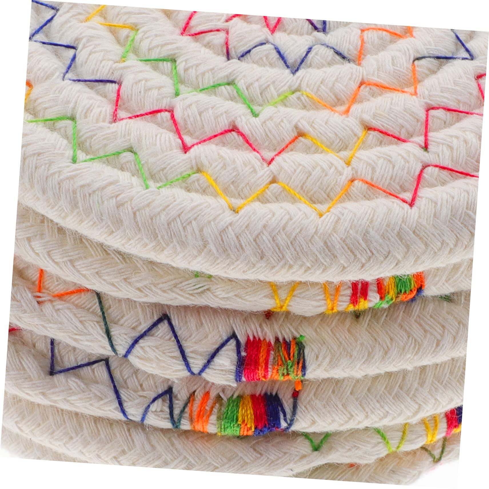 ULTECHNOVO Posavasos Redondos De Algodón Trenzado Resistentes Al Calor Y Antideslizantes con Soporte De Almacenamiento para Tazas Y Decoración del Hogar 6 Piezas X 5
