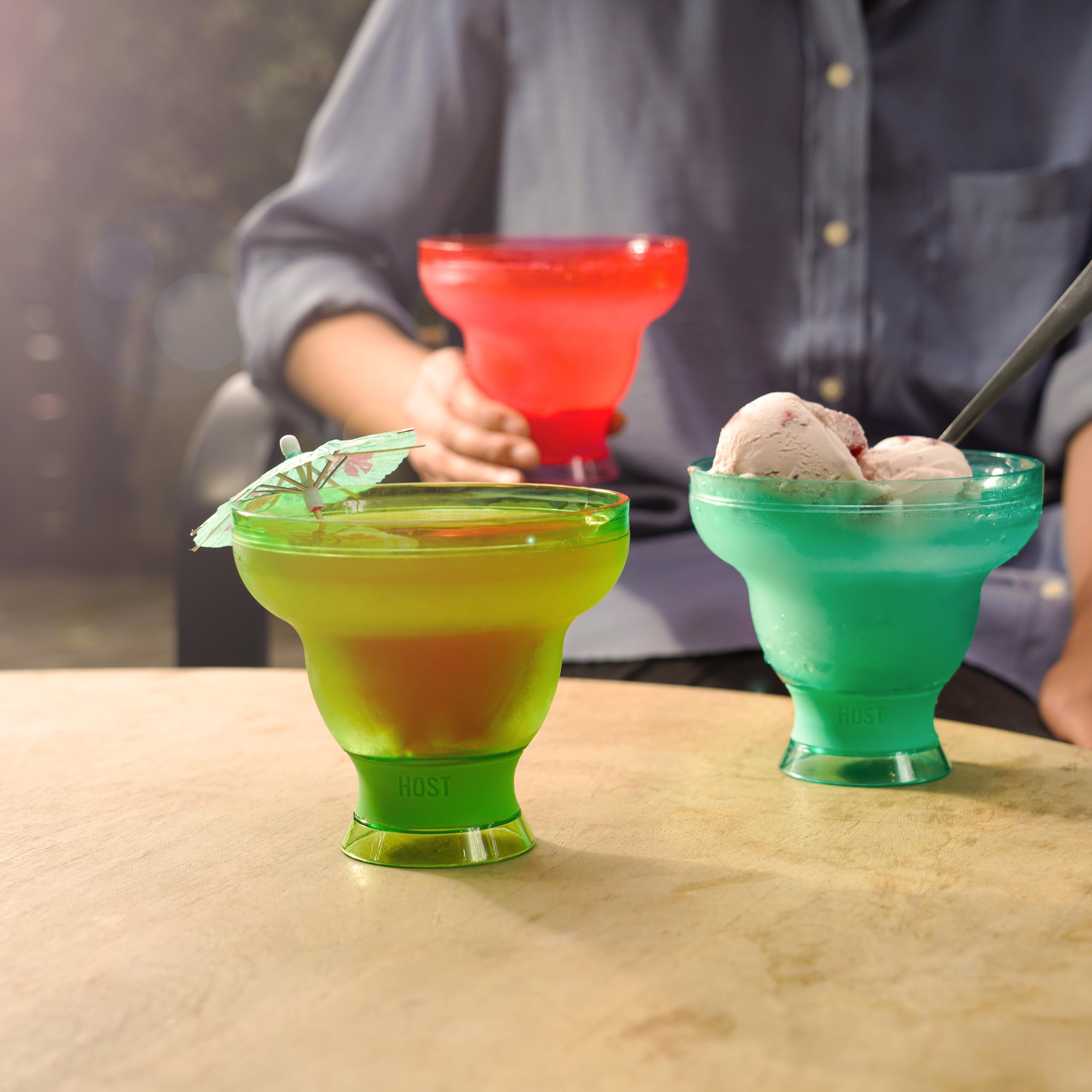 Host Freeze Cocktail, Frozen Cup, doppelwandig, Kunststoff, Margarita-Set, moderne Trinkgläser, 340 ml, Pink, 2 Stück