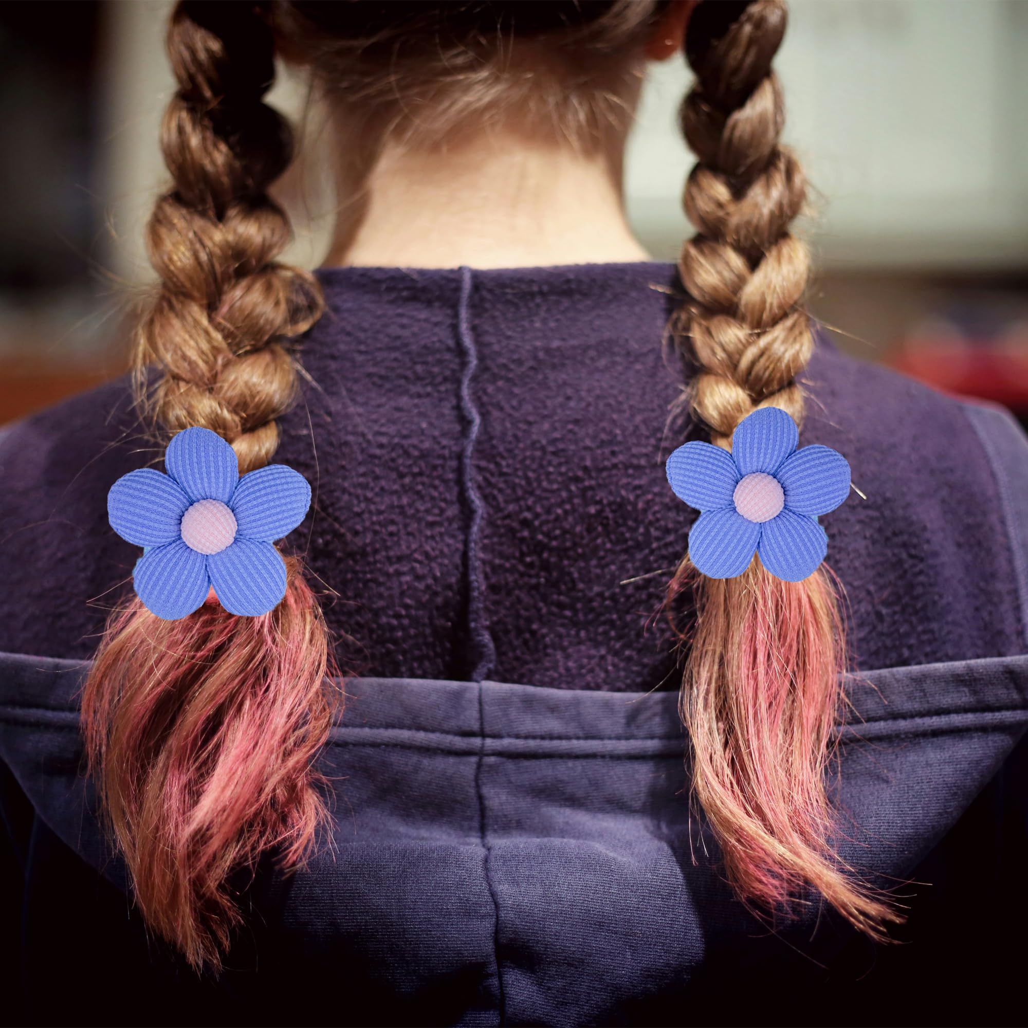 Accesorios para el cabello para niños pequeños, 12 lazos de flores para el pelo, bandas elásticas de goma, lazos para niñas, niños y niños