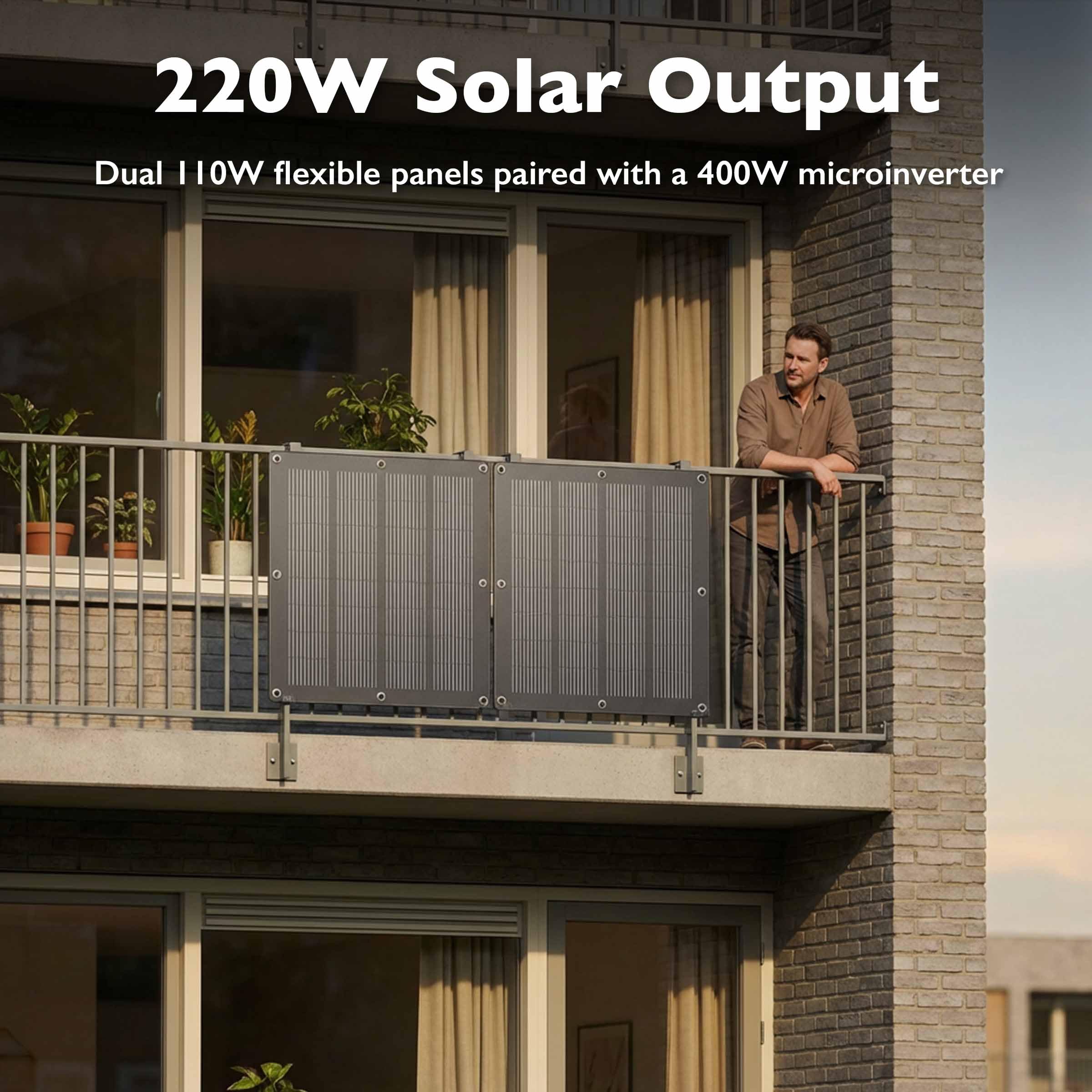 Solarpanel Set 110W, Semi-Flexibel & Leicht Balkonkraftwerk, Smart Monitoring per App, für Balkon & Garten Anwendungen