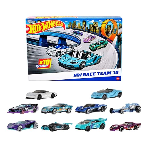 Hot Wheels 10-Pack of Toy Race Cars, Includes 1:64 Scale Corvette, Lamborghini, McLaren & Hot Wheels Originals (Amazon Exclusive)