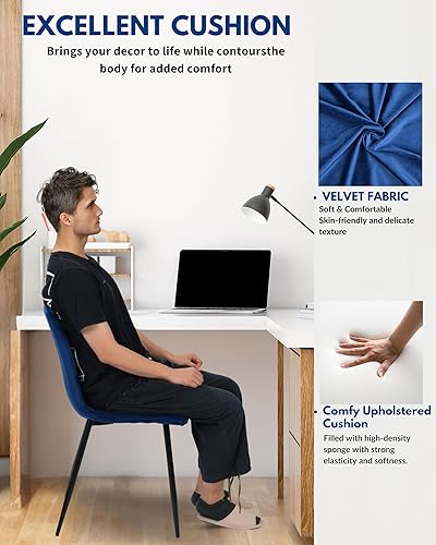 Miniatura 6 de FurnitureR Sillas de comedor, juego de 4 sillas de comedor, sillas de comedor azules, sillas modernas de cocina y comedor, sillas de cocina