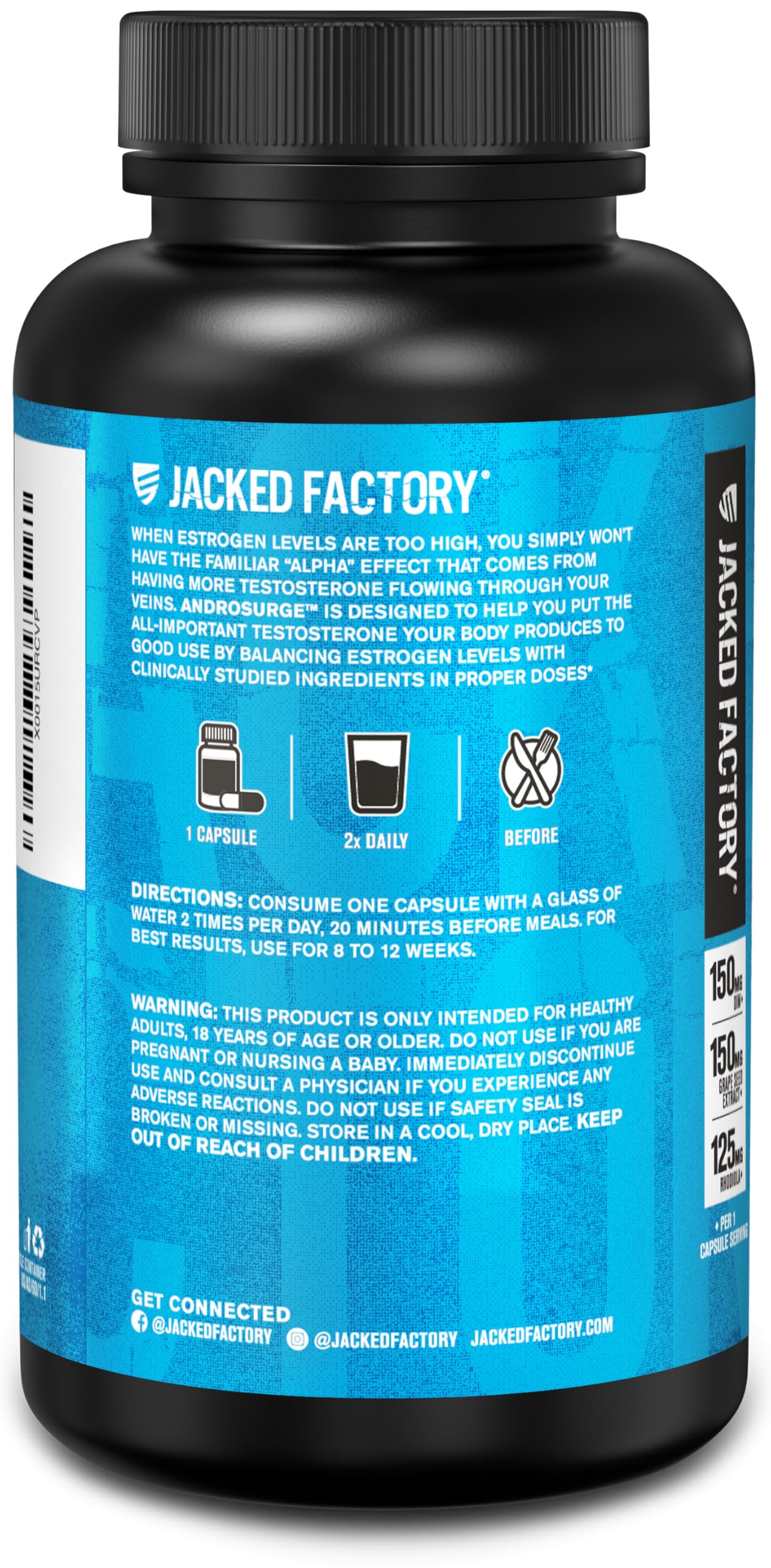 Jacked Factory Androsurge Estrogen Blocker for Men - Natural Testosterone Booster for Men & Estrogen Metabolizer with Tongkat Ali, DIM, Long Jack & More - Test Booster & Muscle Builder - 60 Count — Amazon image 7