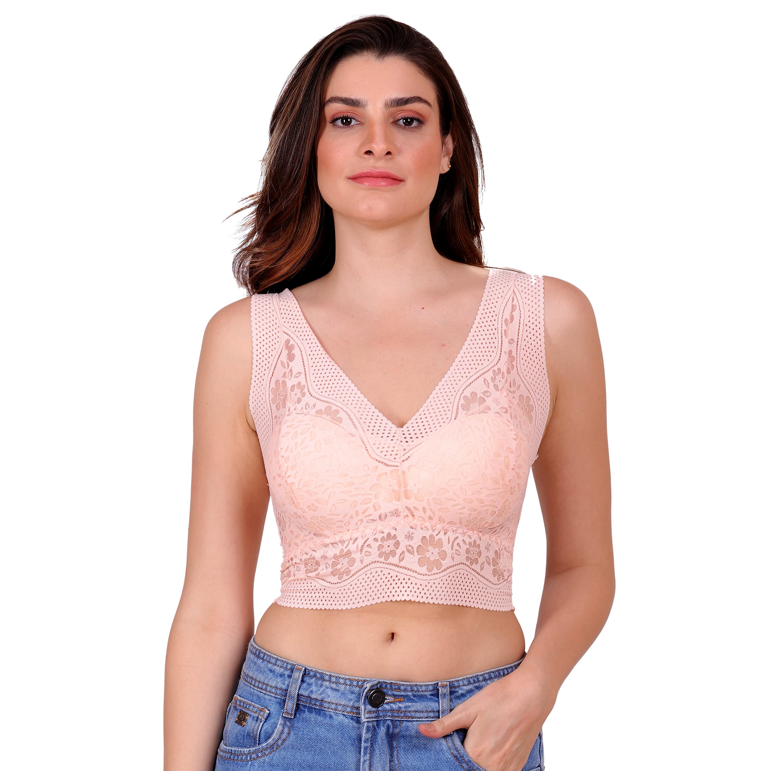 DEEANNE LONDON Women's (DN-140) Seamless V-Shape NET Bralette/Blouse