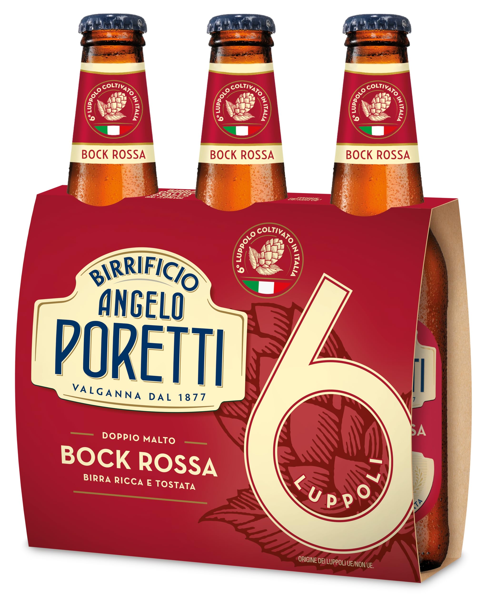 Birrificio Angelo Poretti Birra 6 Luppoli Bock Rossa, 24 Bottiglie da 33 cl 2.64 l (Confezione da 3) 6 Luppoli Bock Rossa - 24x330ml Bottiglia