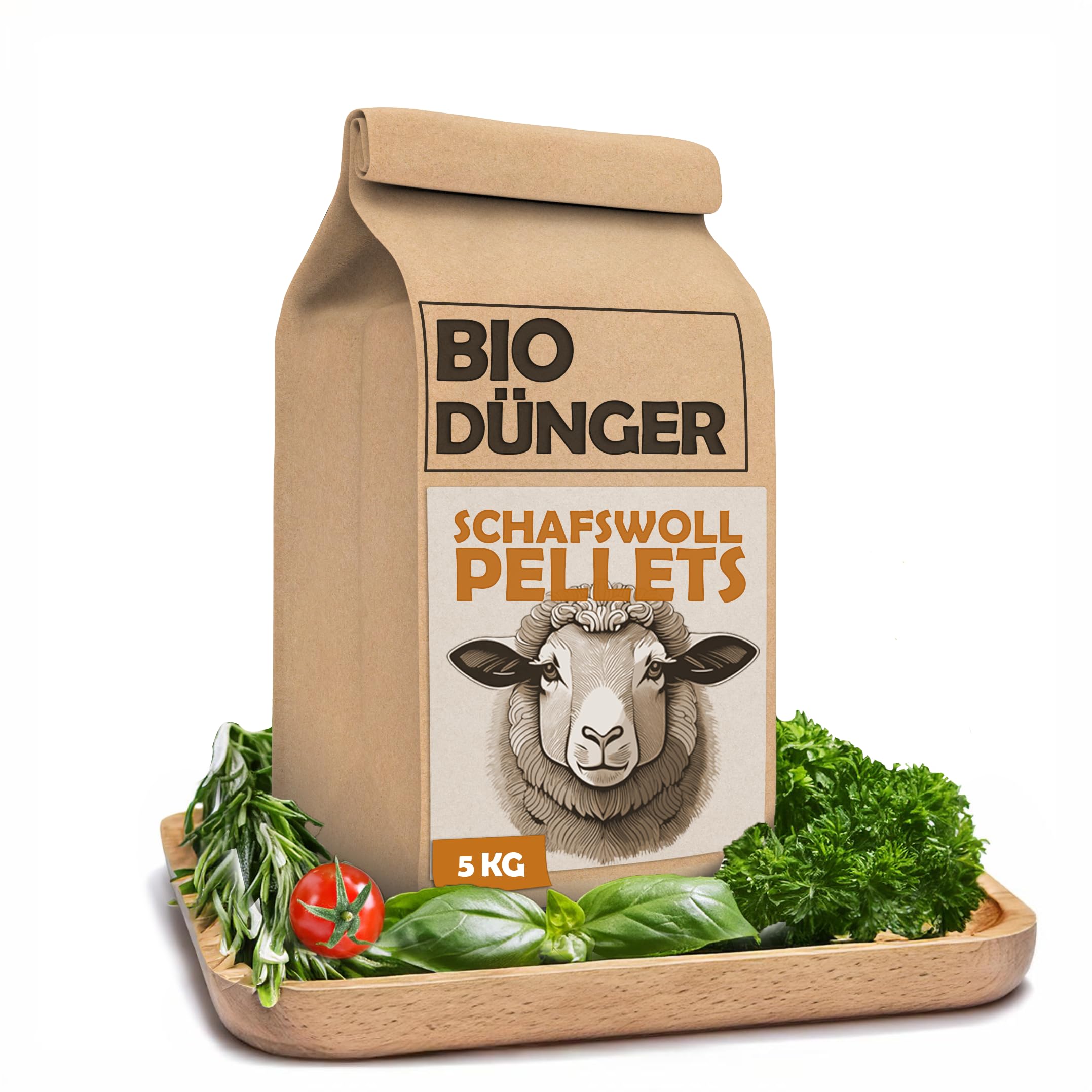 WOLLGOLD - Schafwollpellets - Bio Dünger aus Schafwolle - Universaldünger und Langzeitdünger für Erdbeer Dünger und Bio Tomatendünger - Organischer Gemüsedünger - Schafwolldünger - 5 KG