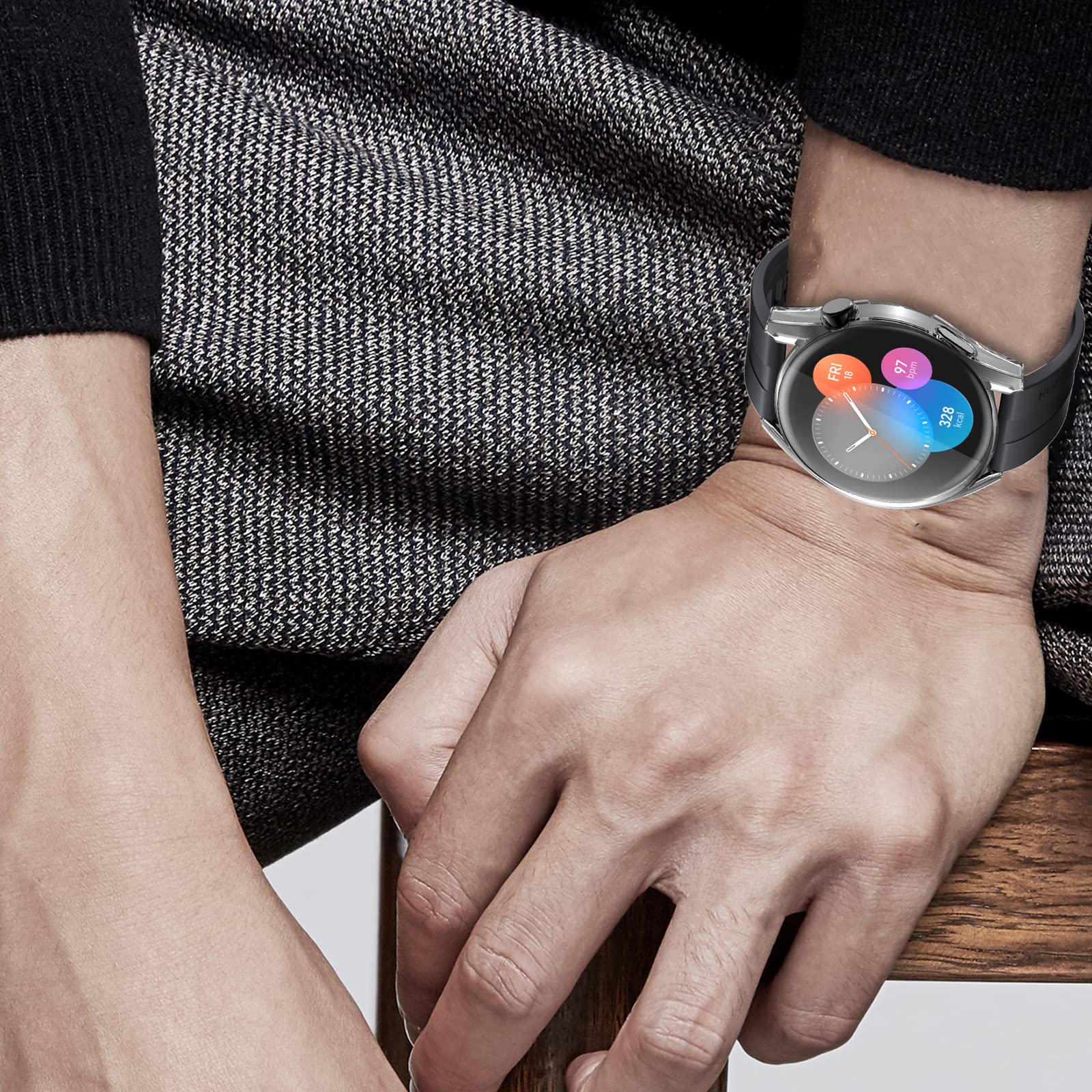 NEWZEROL 3 sztuki etui kompatybilne z Huawei Watch GT 3 42 mm, pełne pokrycie, etui ochronne, odporne na zarysowania, miękkie etui z TPU do Huawei Watch GT 3 42 mm - przezroczyste / różowe