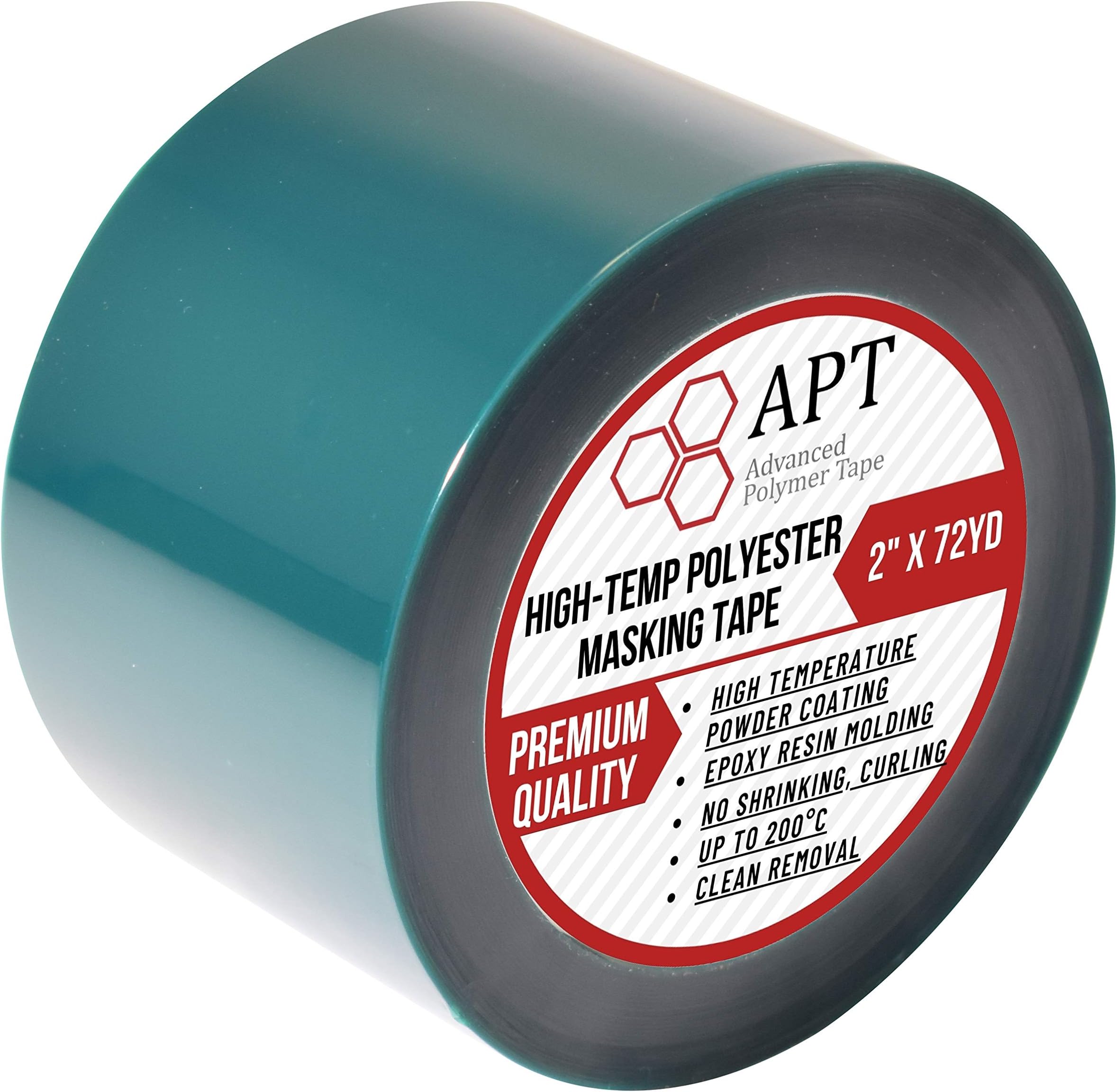 APT Polyester Tape with Silicone Adhesive, High Temperature, 3.5 Mil Thickness, Powder Coating, E-Coating (1, 2" x 72Yds)