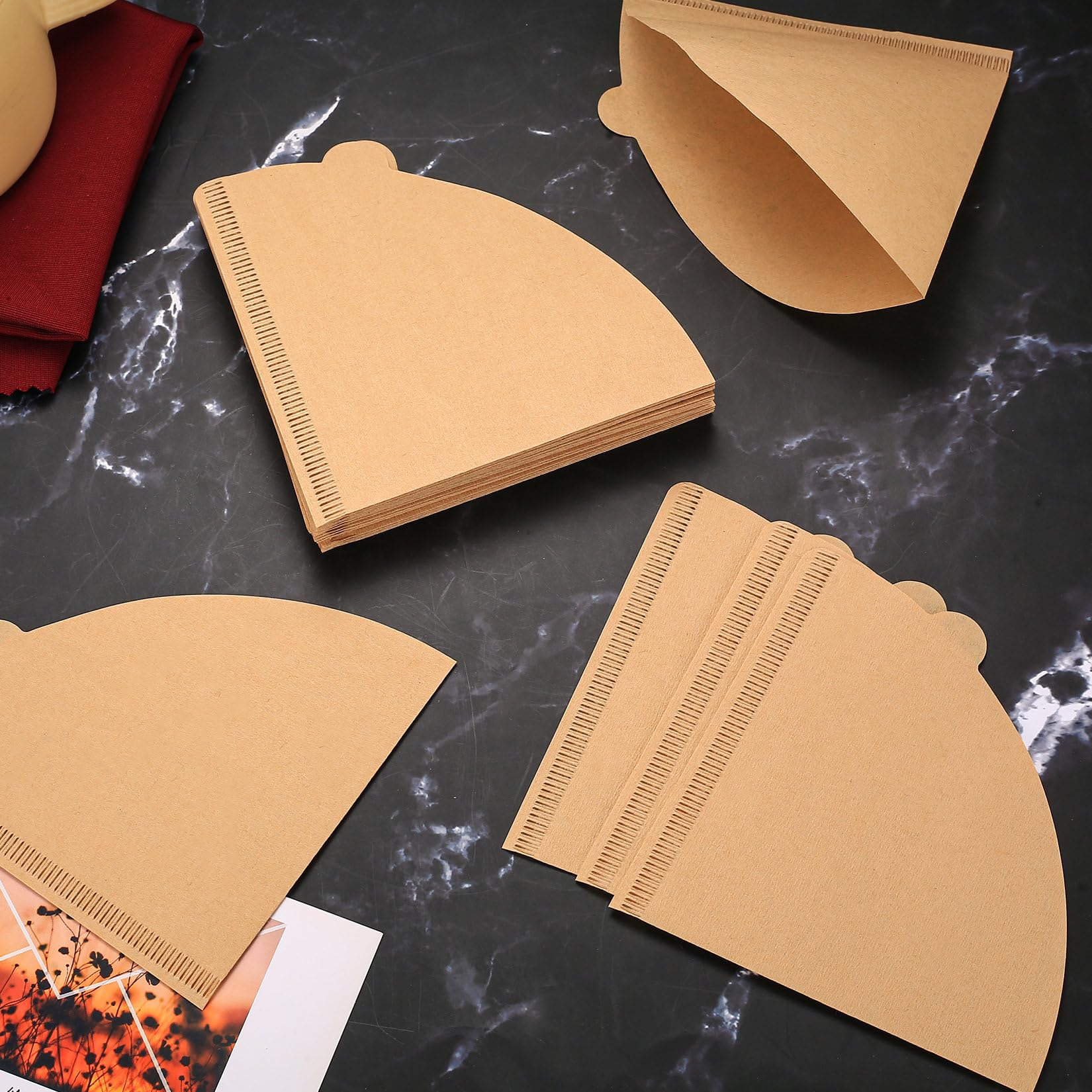 200 Pcs Filtros de Papel Número 2, Filtro de Café de Papel de Filtro de Cafés en Forma de V Tamaño 02, pPapel de Filtros de Café de Cono para Cafetera de Goteo(marrón, 2-4 Tazas)